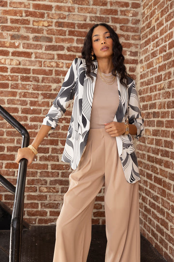 SALE - Charis White Printed Blazer