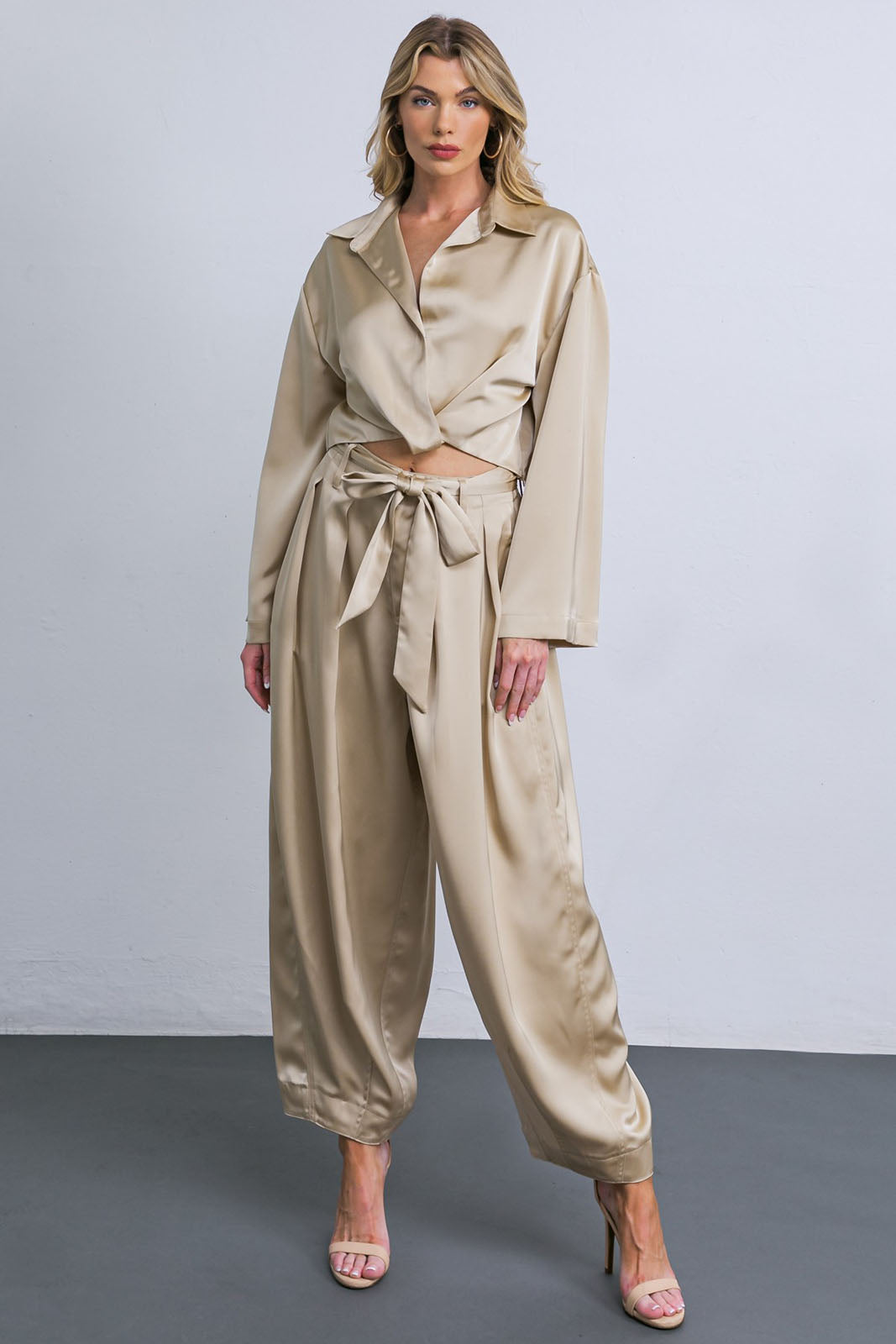 SALE - Gentry Satin Drawstring Pant