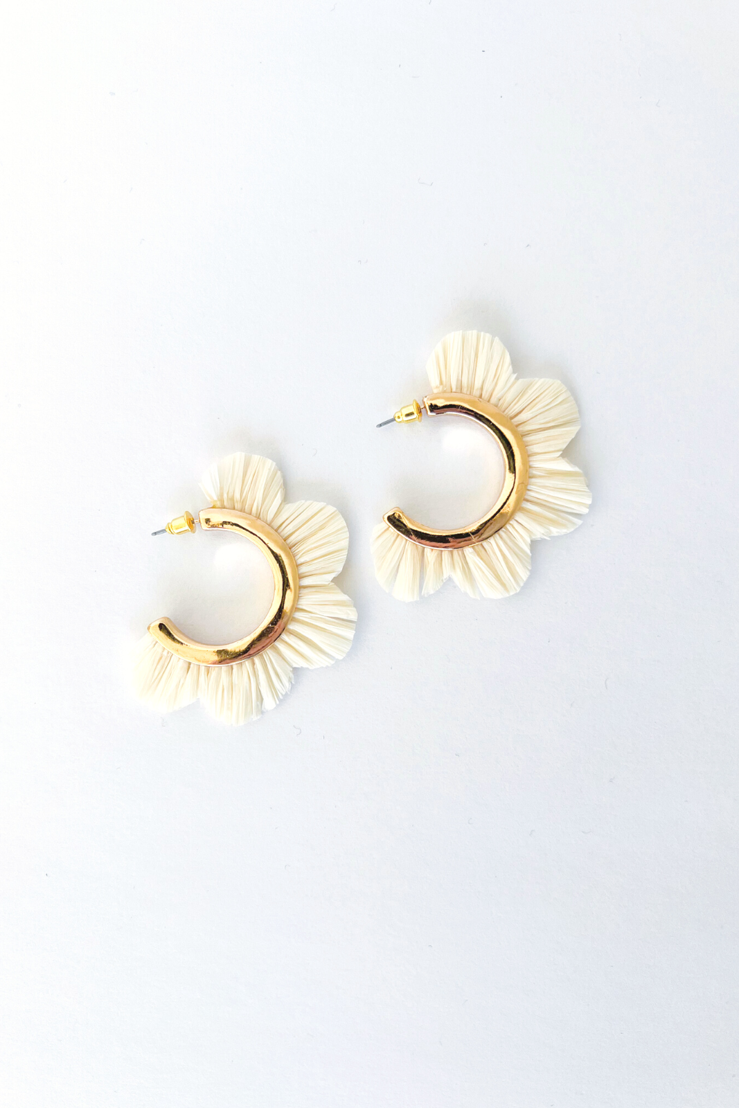 SALE - Elena Raffia Flower Cut Hoops