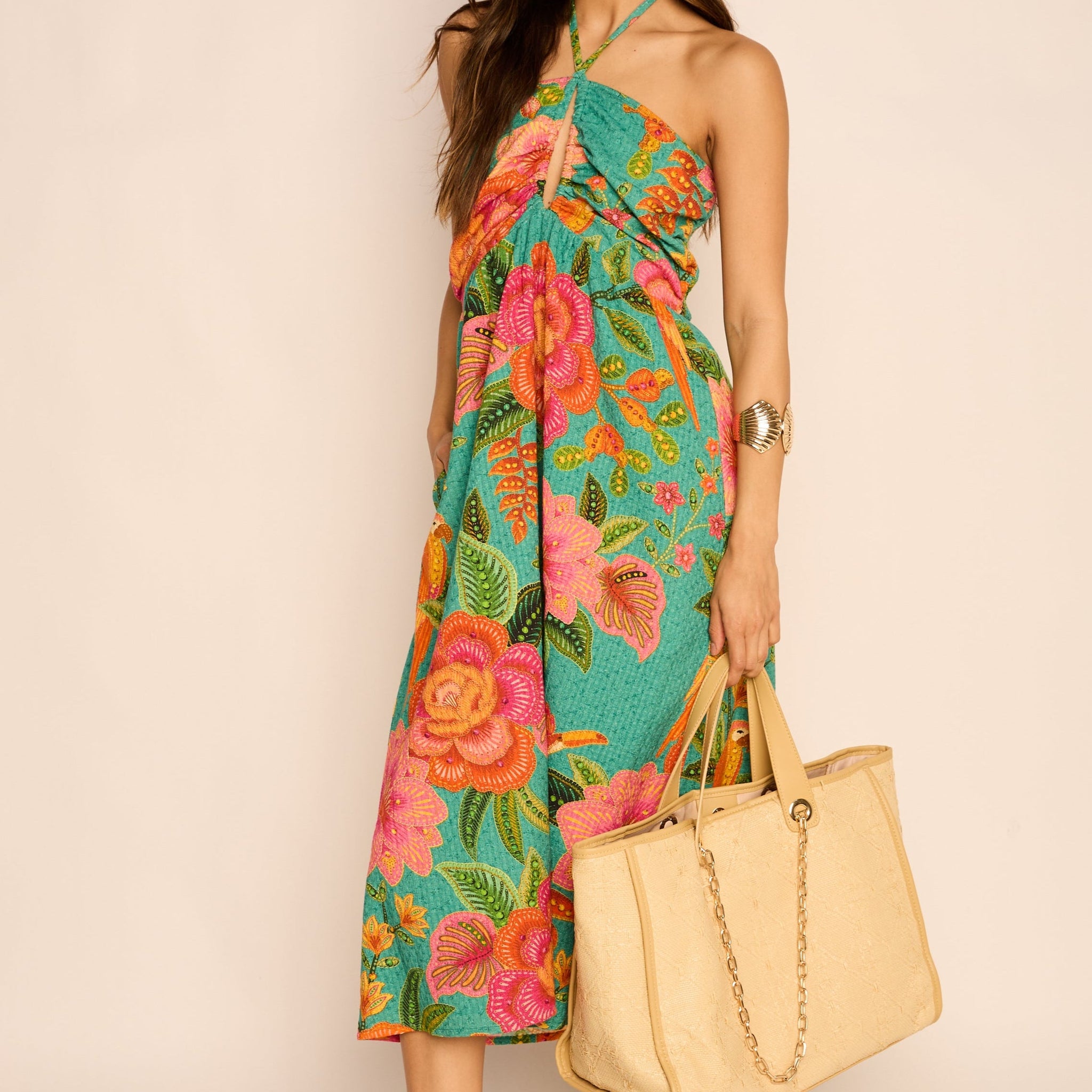 Blair Printed Halter Midi Dress