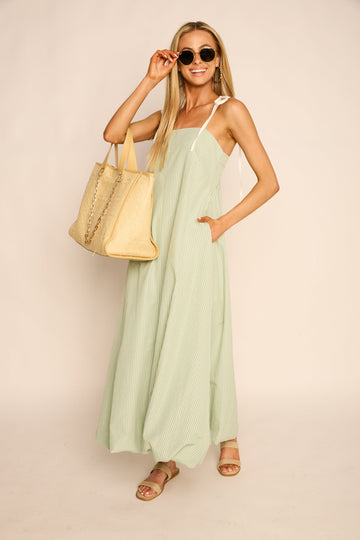 Victoria Stripe Bubble Hem Midi Dress