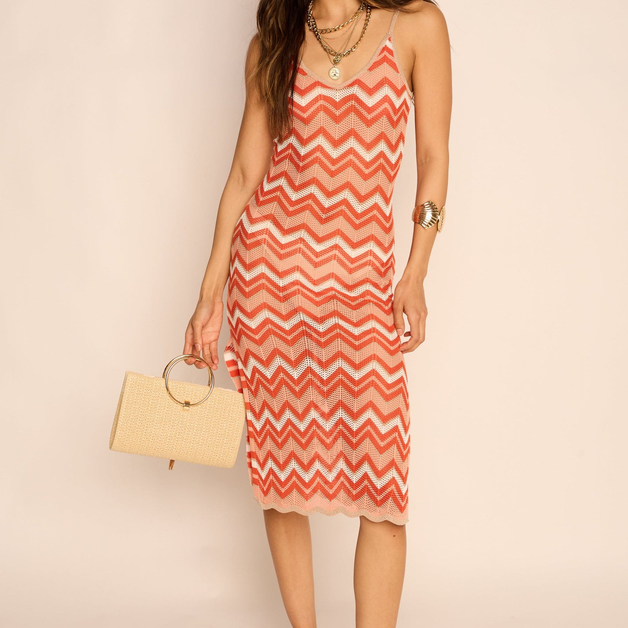 Selena Chevron Knit Cover-Up Dress