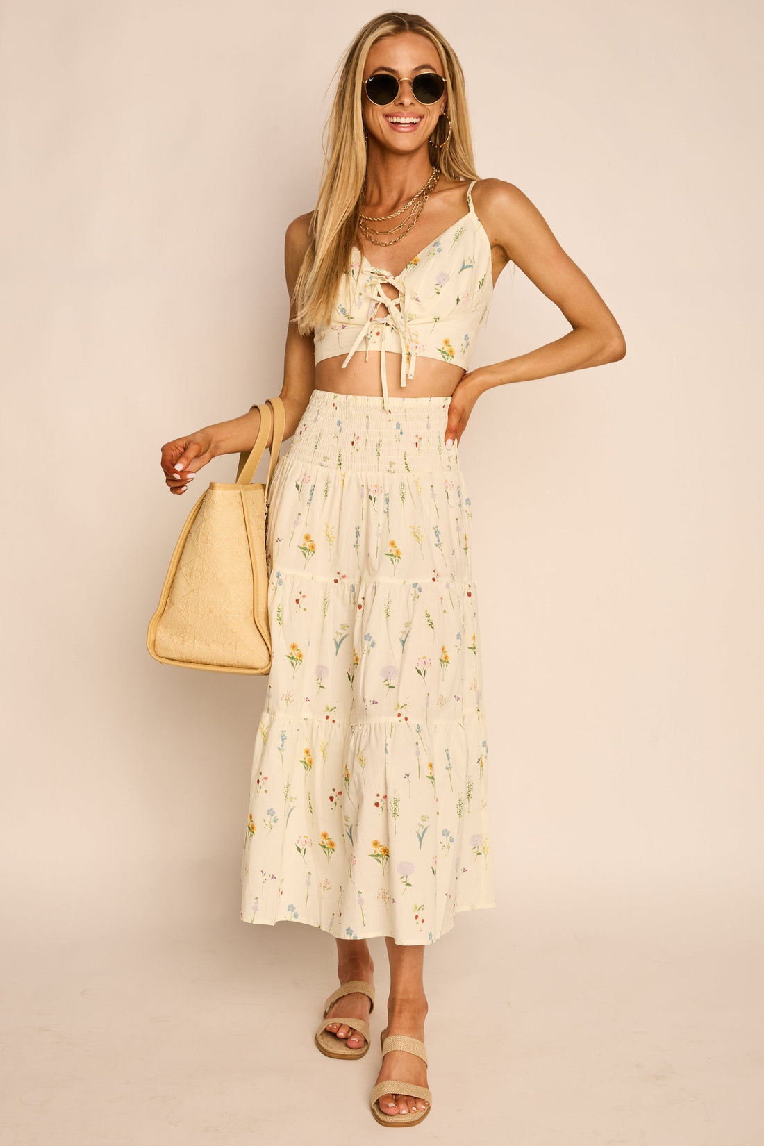SALE - Mary-Anne Floral Tie Front Crop Top