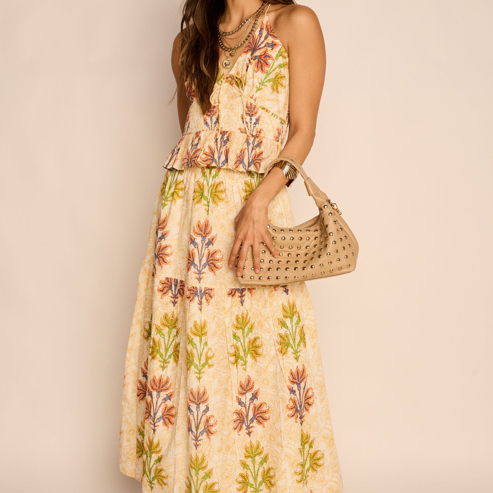 Jaci Printed Tiered Midi Skirt