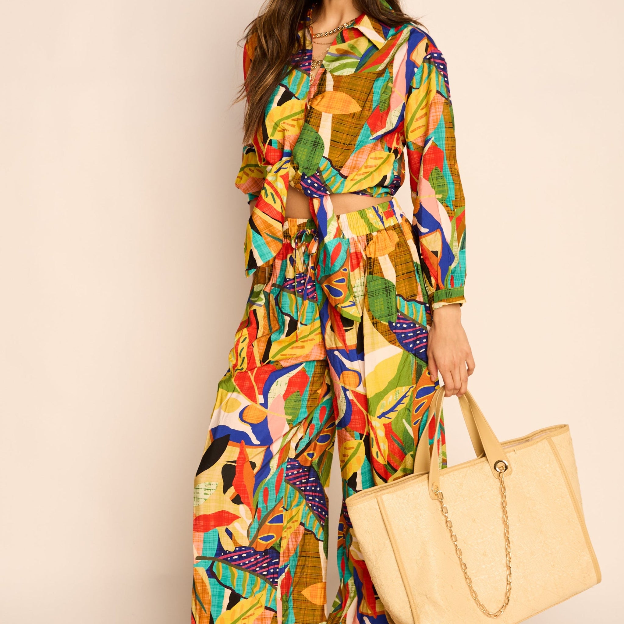 Jalen Printed Tie Detail Pants