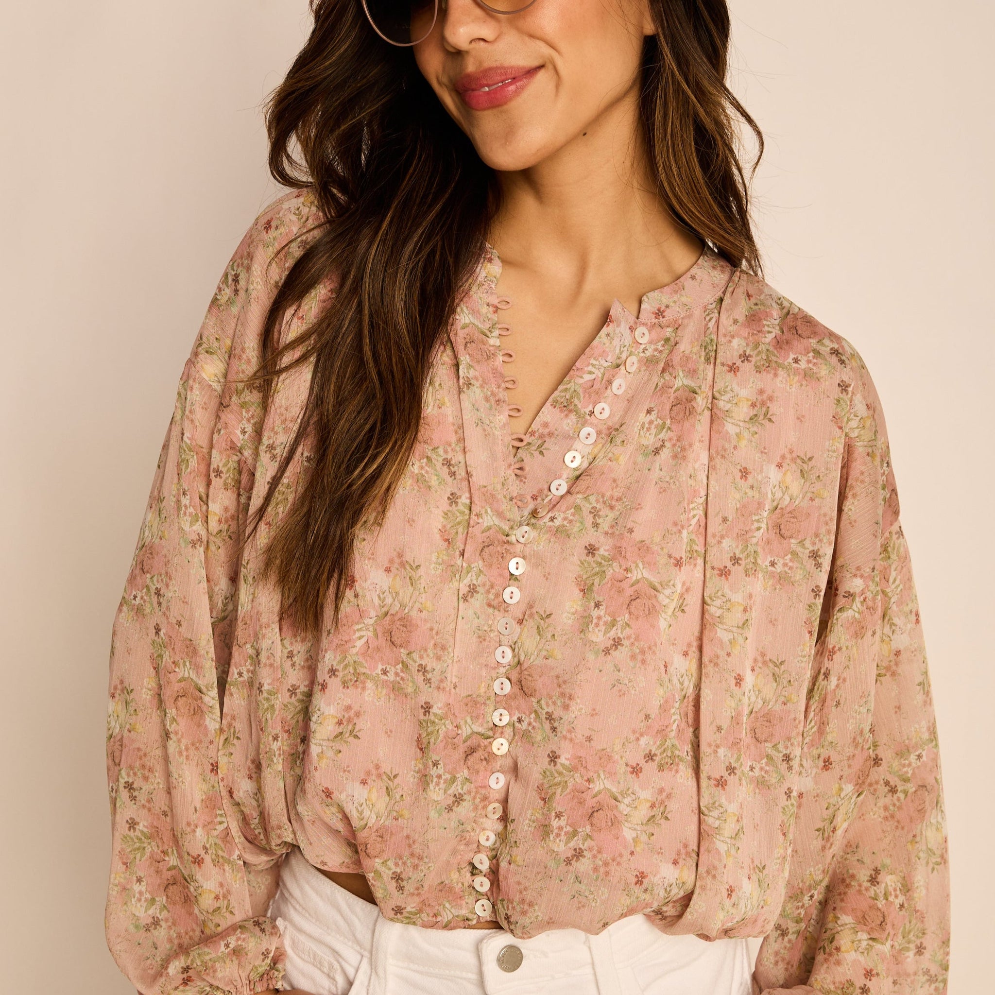 Jackie Long Sleeve Button Up Top