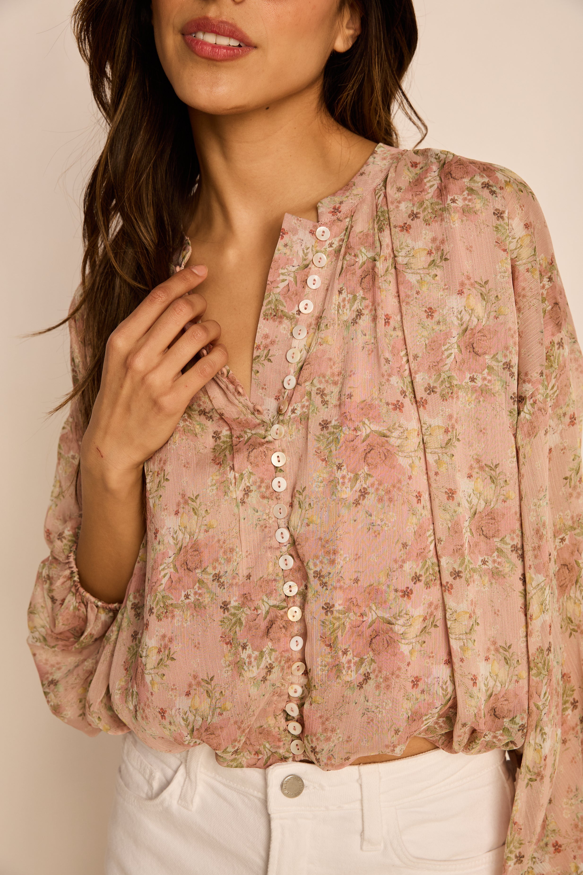 Jackie Long Sleeve Button Up Top
