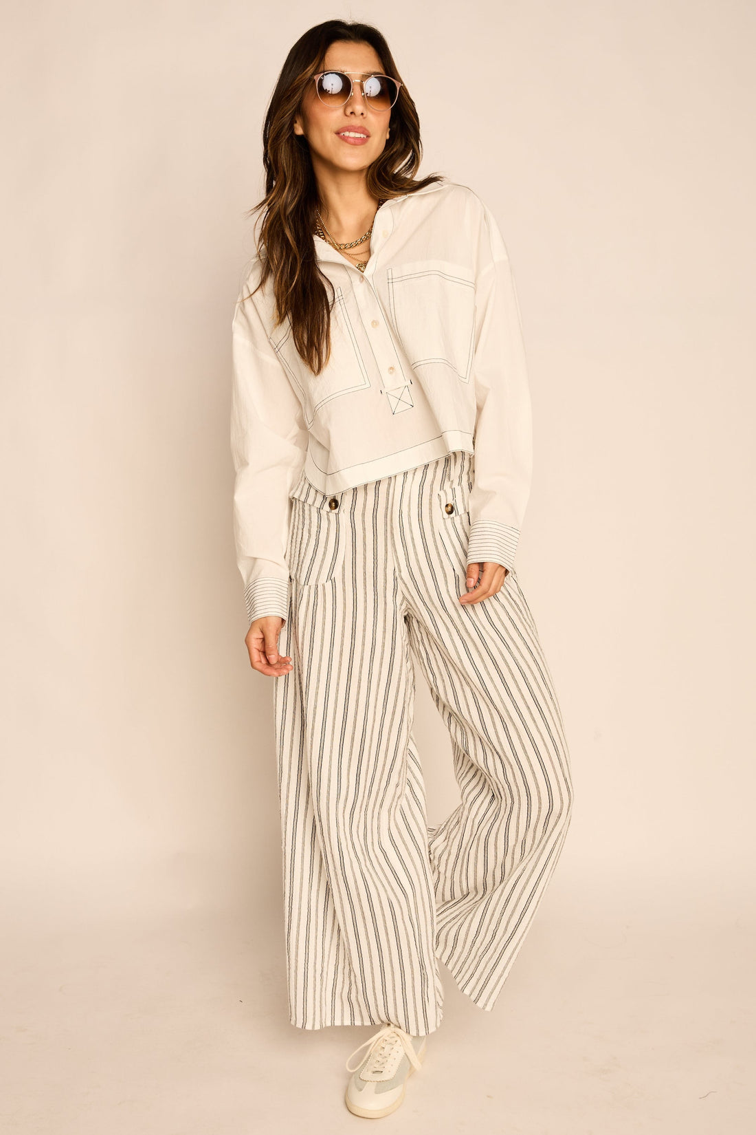 Kaia Structured Open Back Blouse