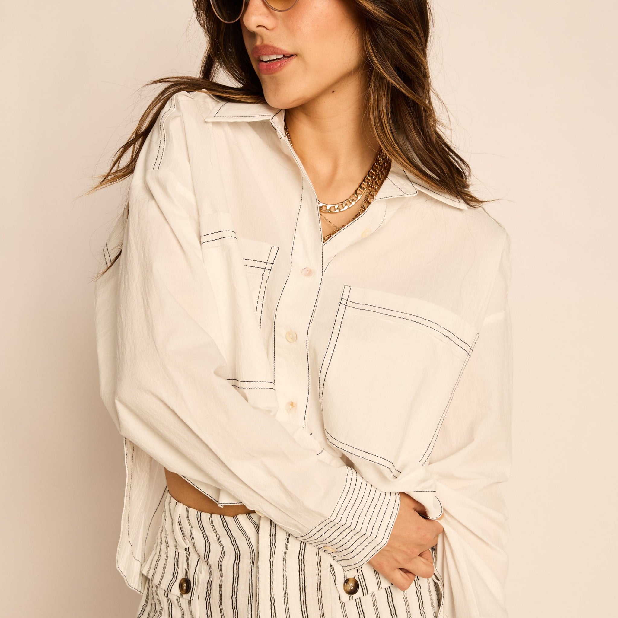Kaia Structured Open Back Blouse