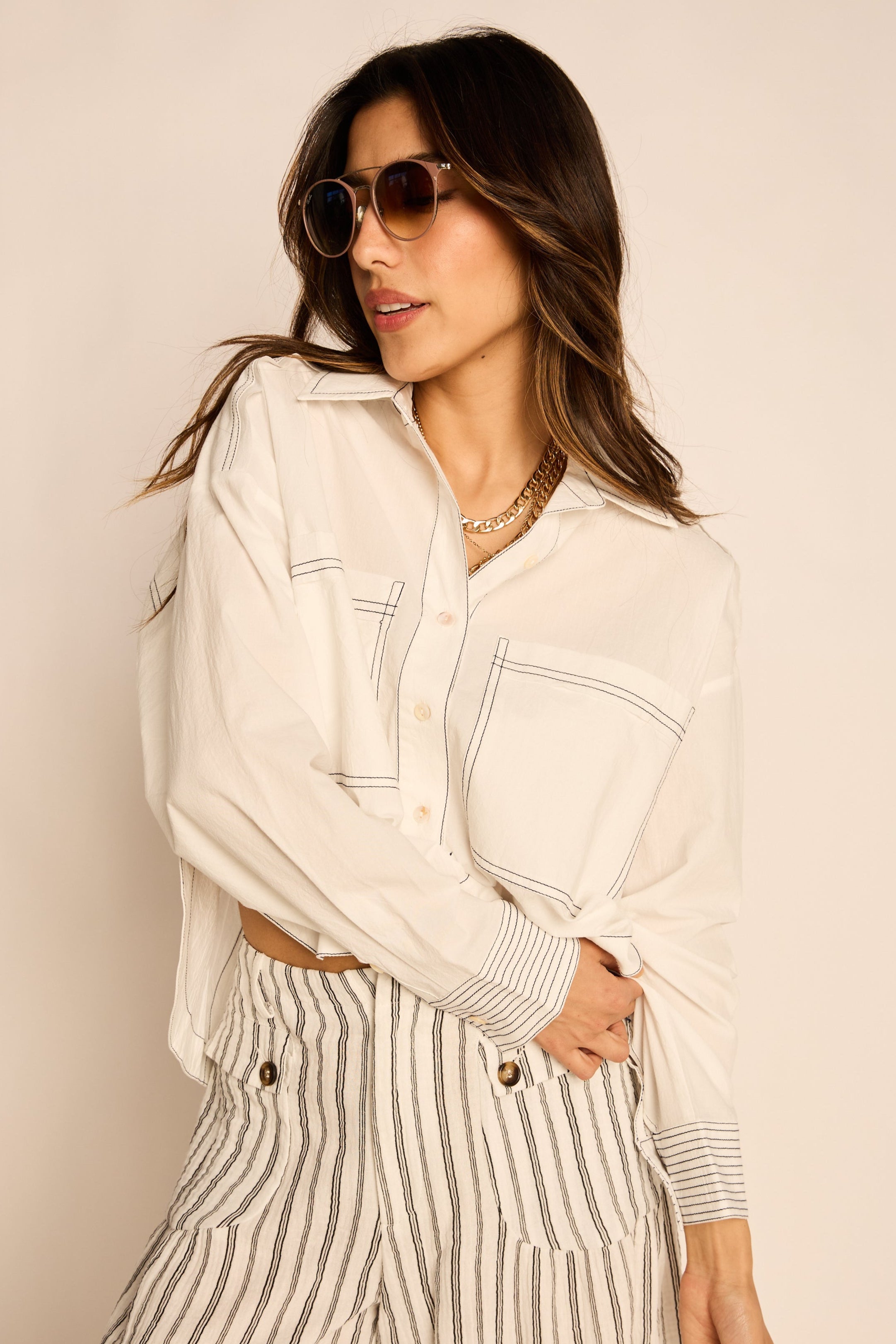Kaia Structured Open Back Blouse