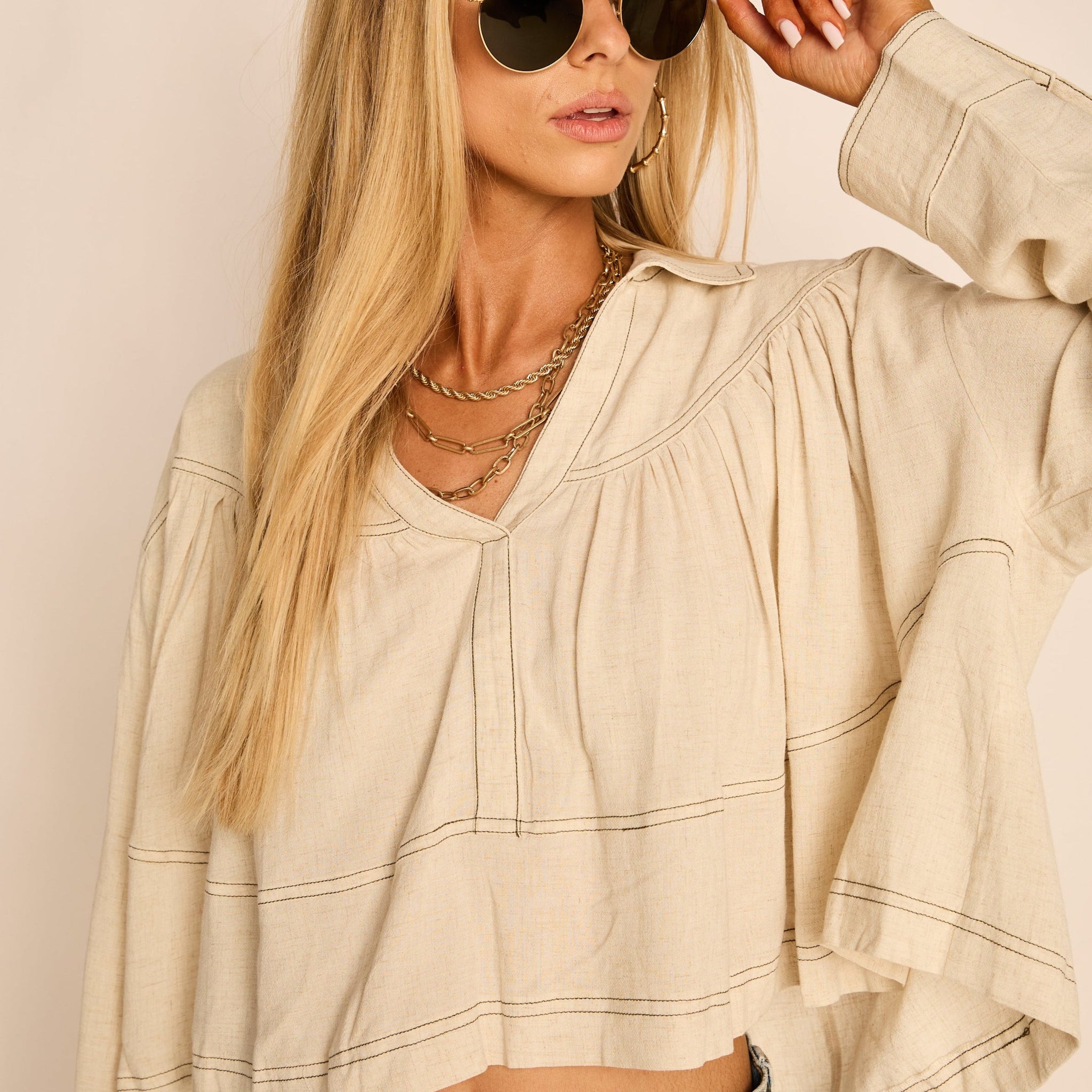 Nora Collared Long Sleeve Blouse