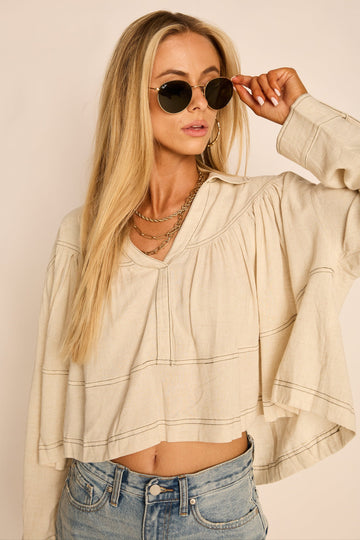 Nora Collared Long Sleeve Blouse