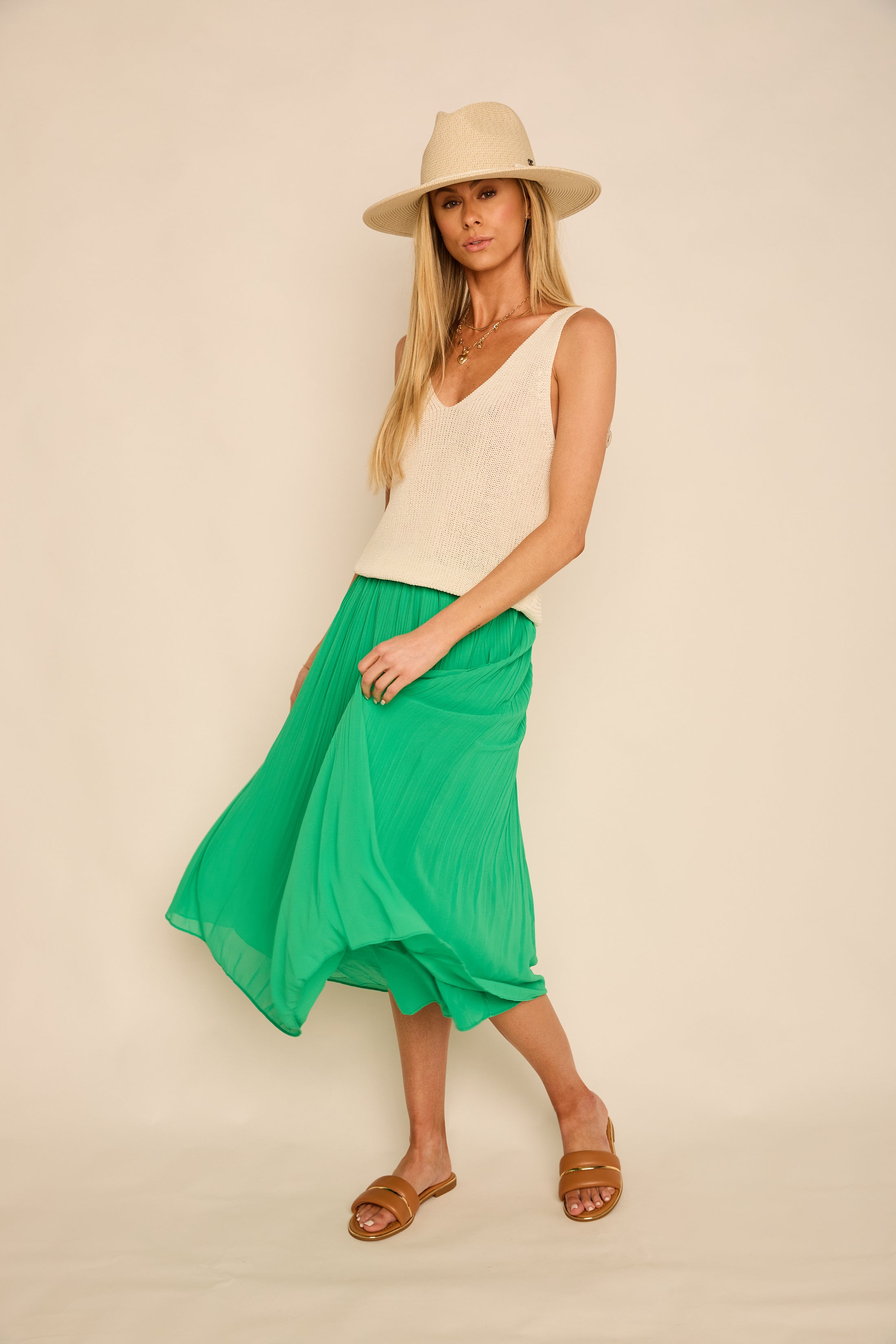 Sunny Pleated Midi Skirt