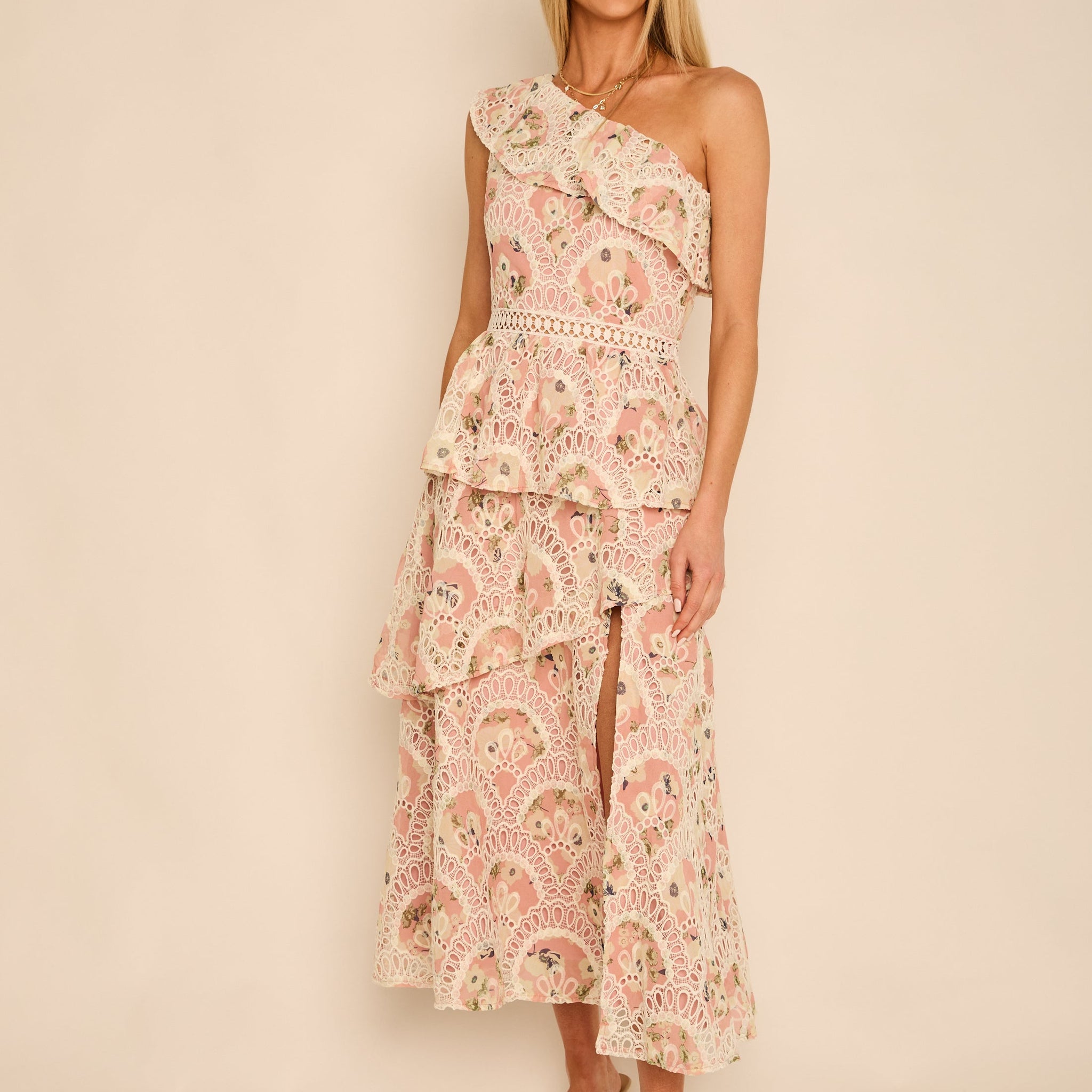 Miley One Shoulder Ruffle Midi Dress