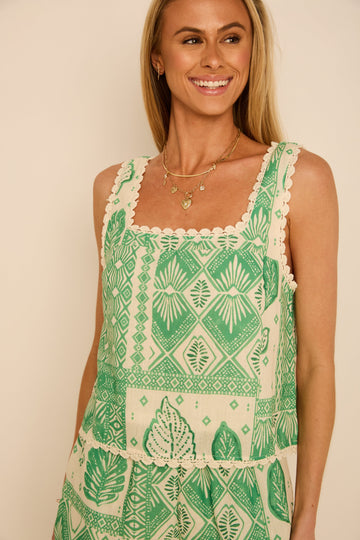 Kylan Printed Scalloped Hem Top