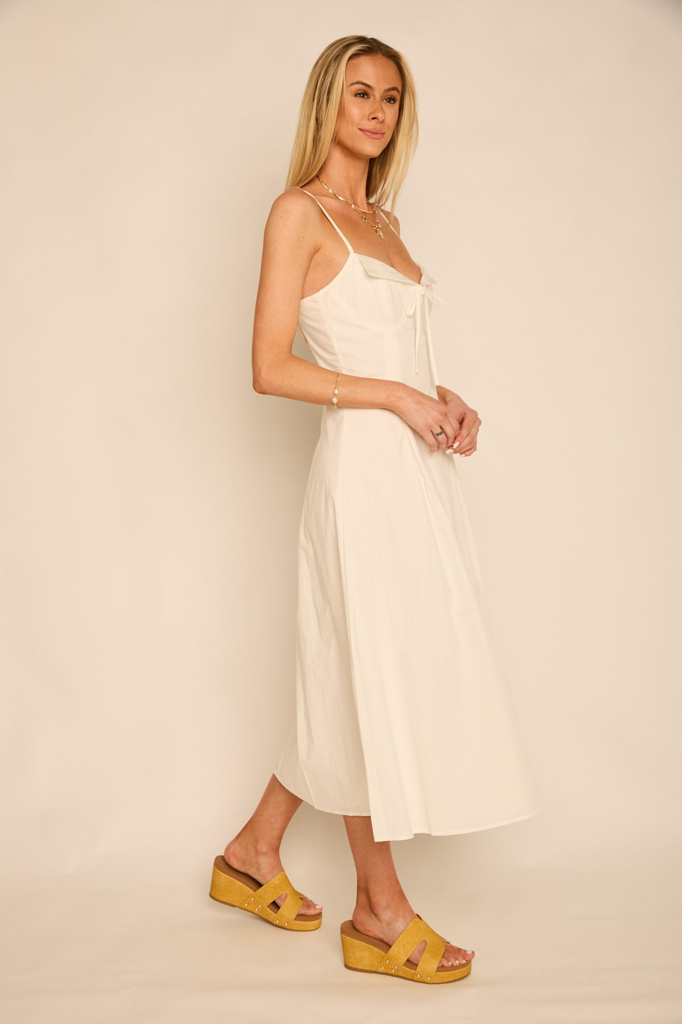 Betsy Bustier Pleated Midi Dress