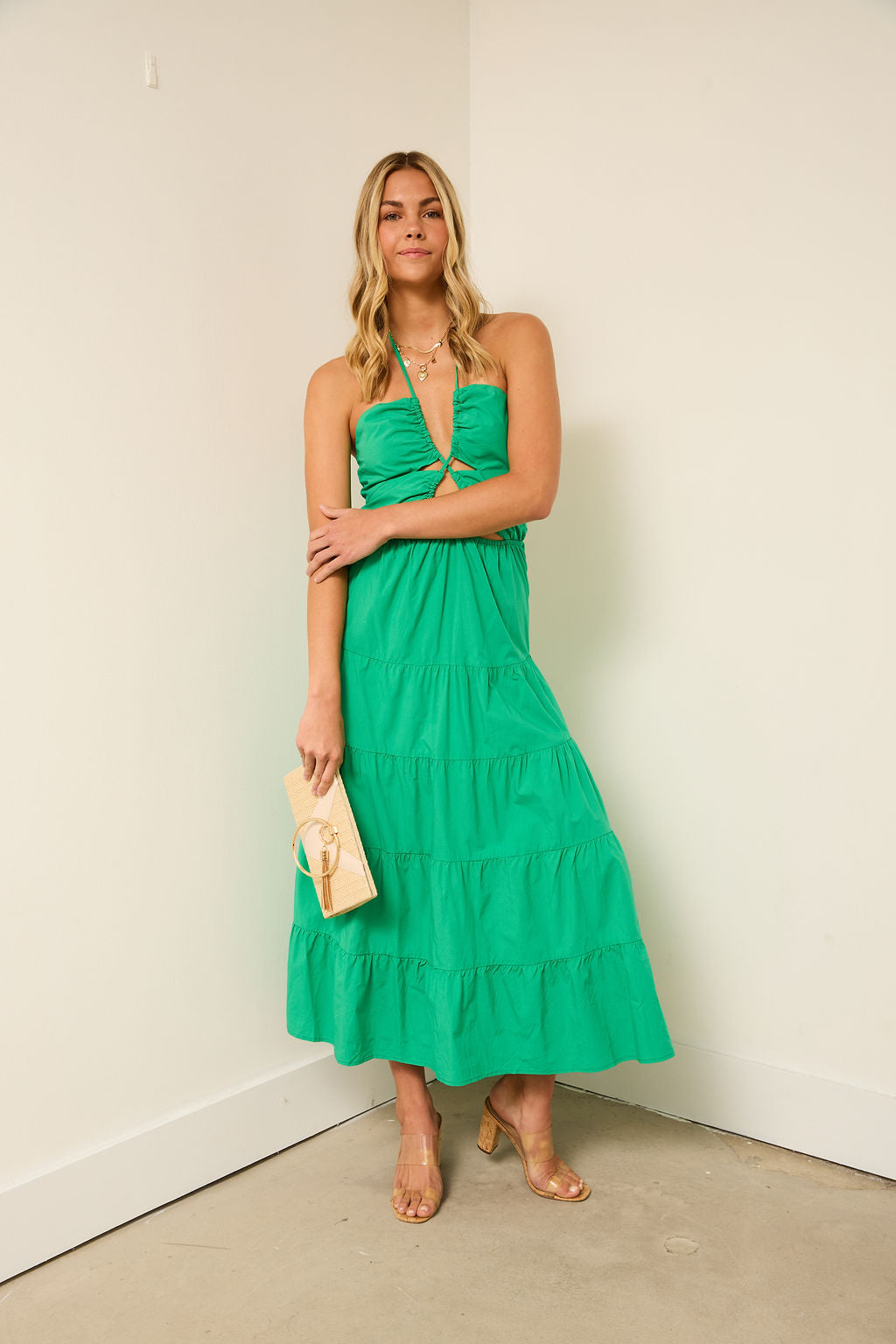 Jensy Tie Front Maxi Dress