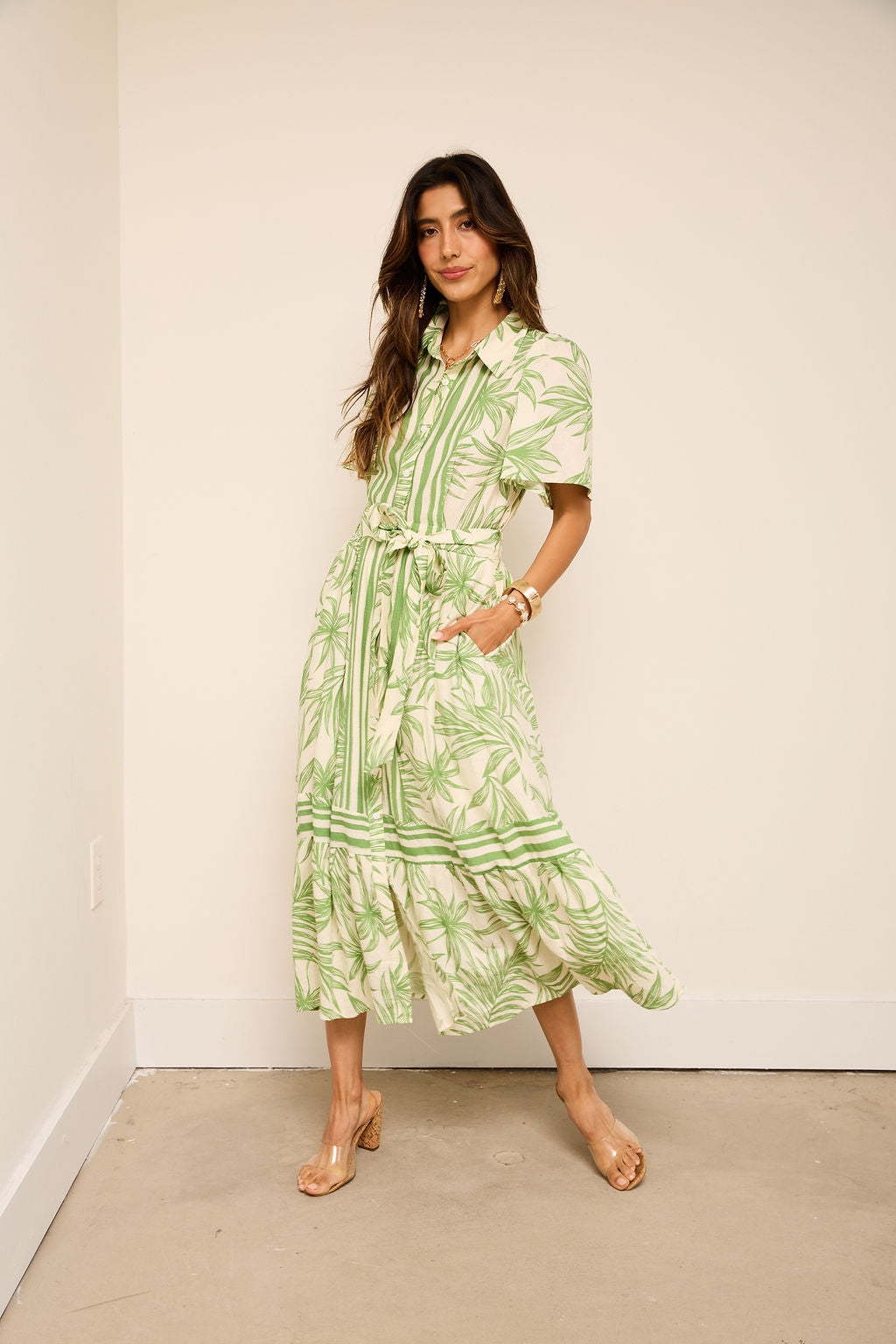 Sayre Printed Button Up Maxi Dress