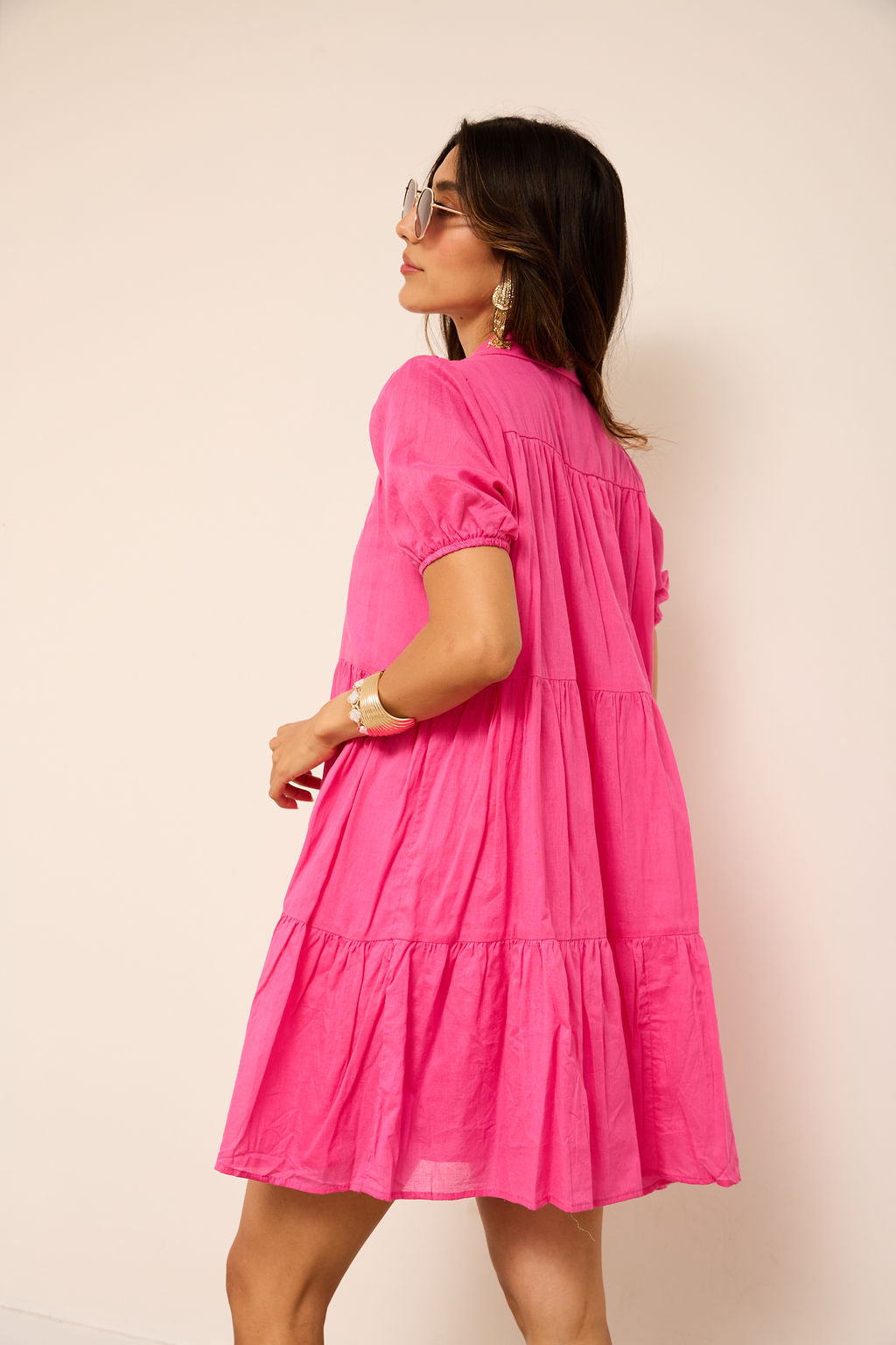 Hazel Puff Sleeve Tiered Mini Dress