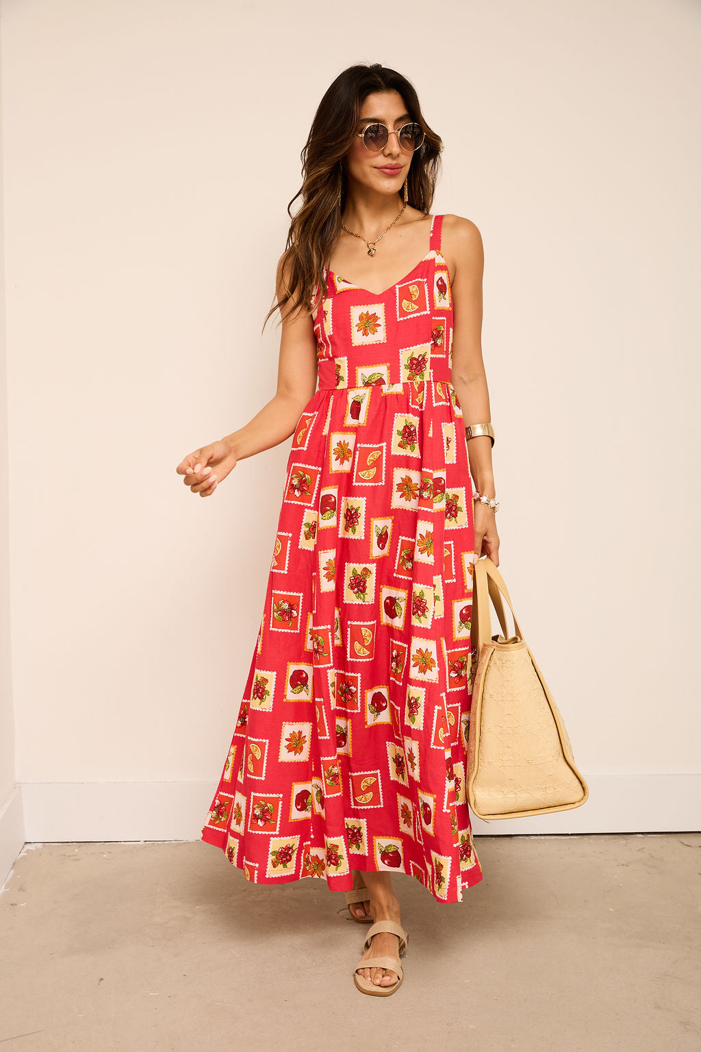 Rita Stamp Pattern Midi Dress