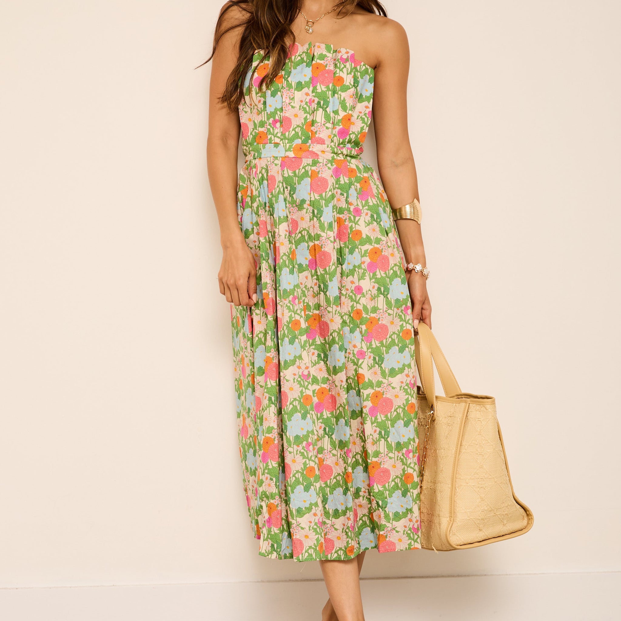 Beatrice Floral Pleated Midi Dress