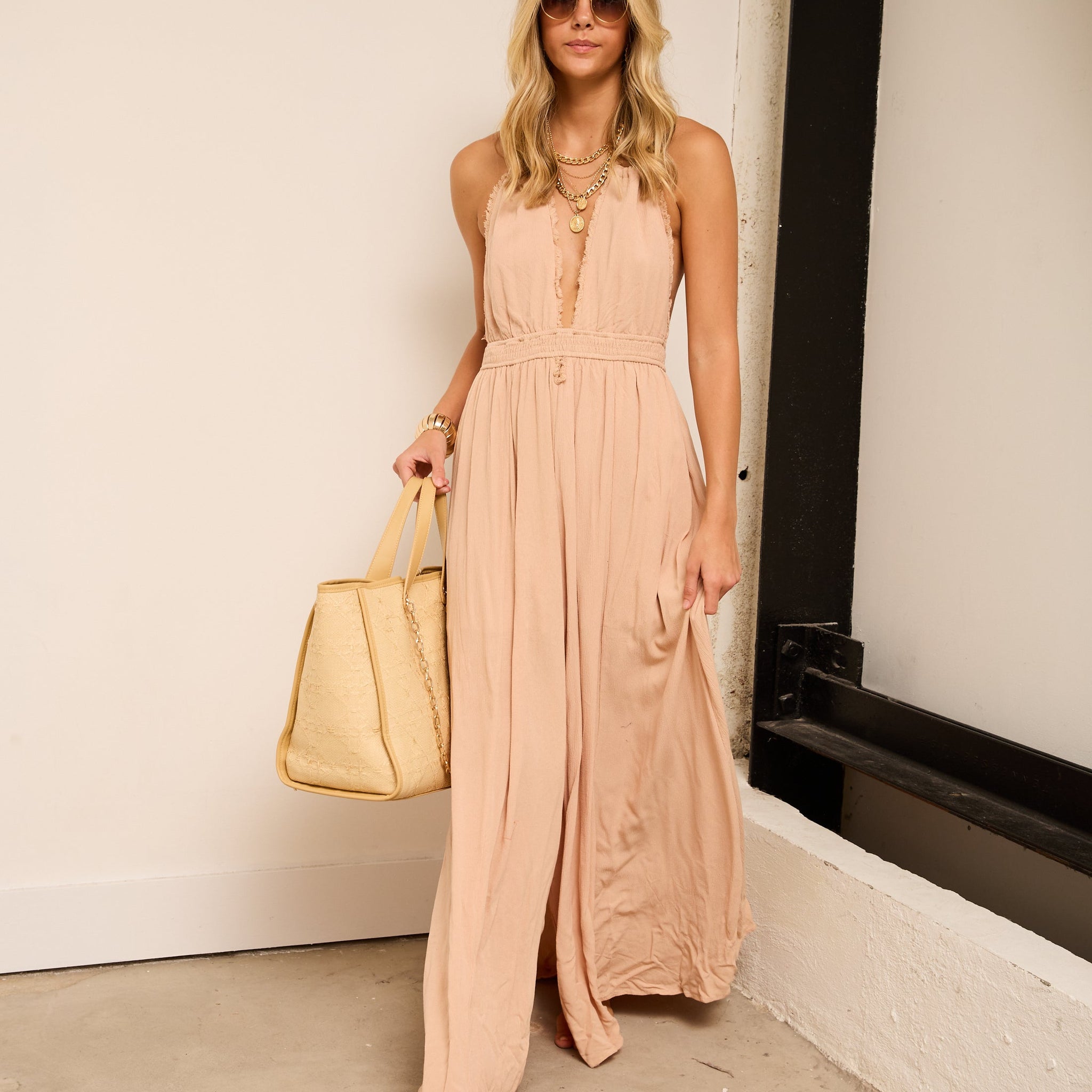 Frannie Deep V Maxi Dress