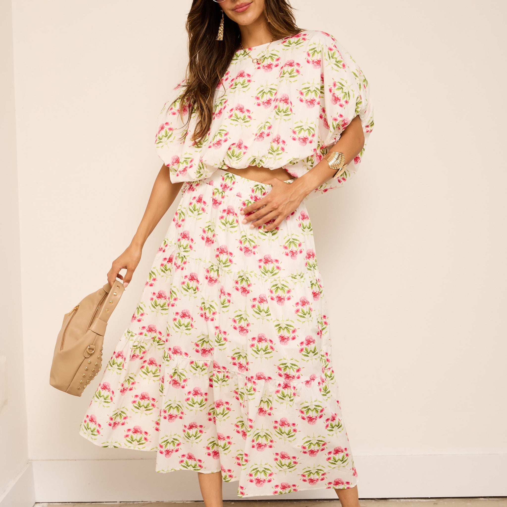 Angie Floral Midi Skirt