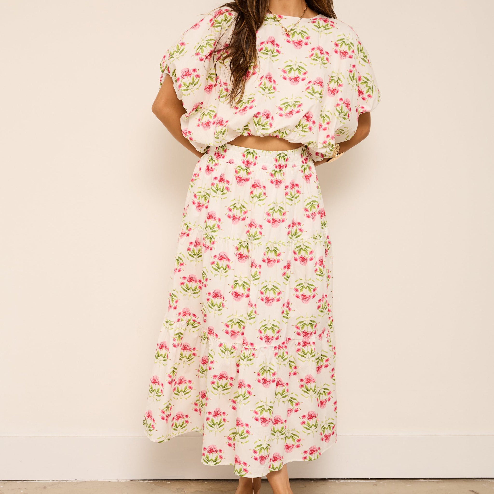 Angie Floral Bubble Hem Top
