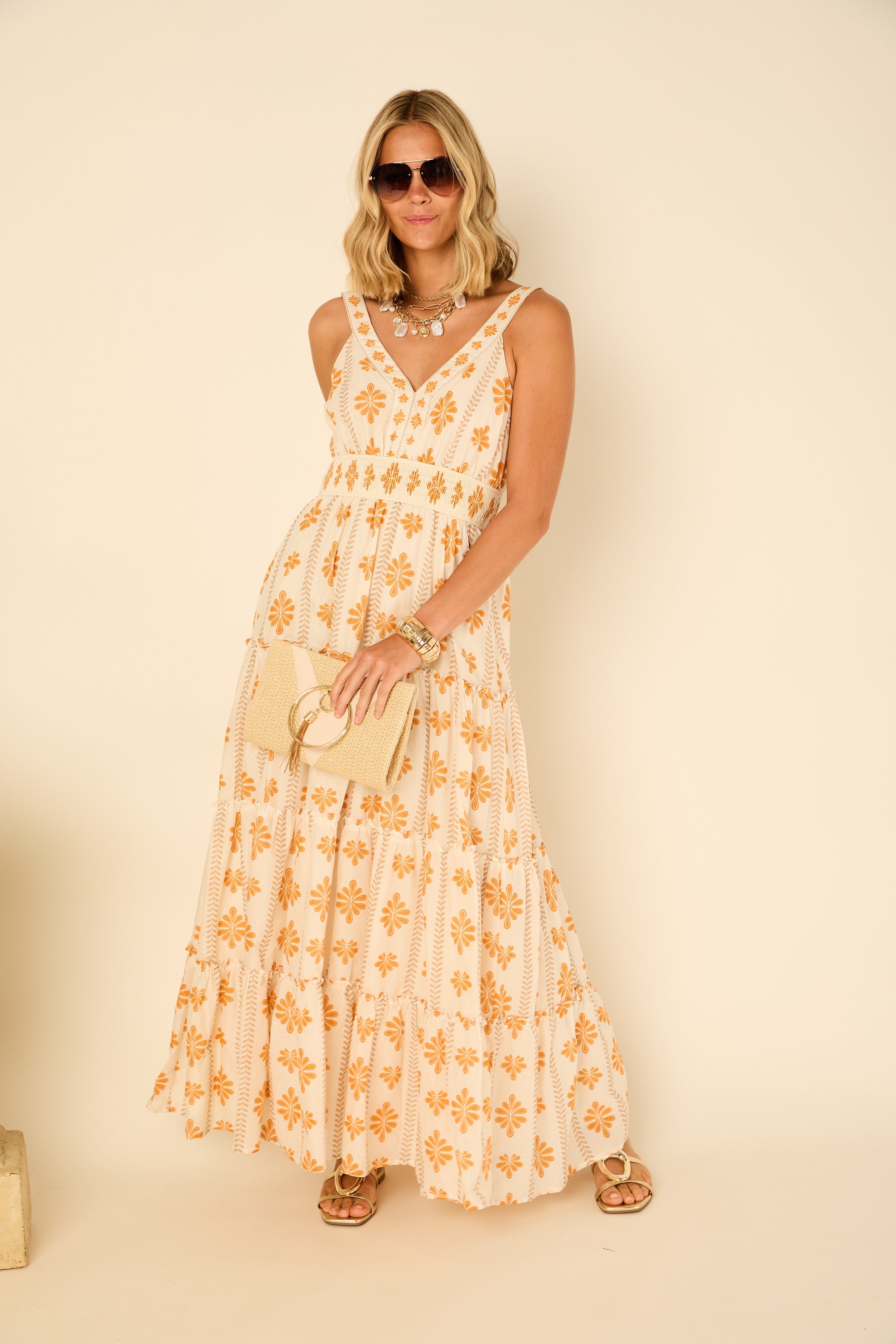 Annie Printed Tiered Maxi Dress
