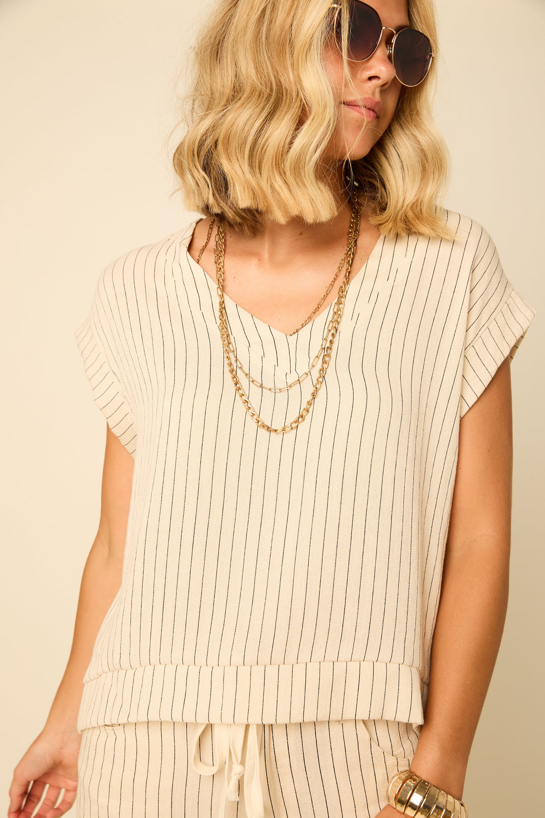 Shay Striped Drop Shoulder Top