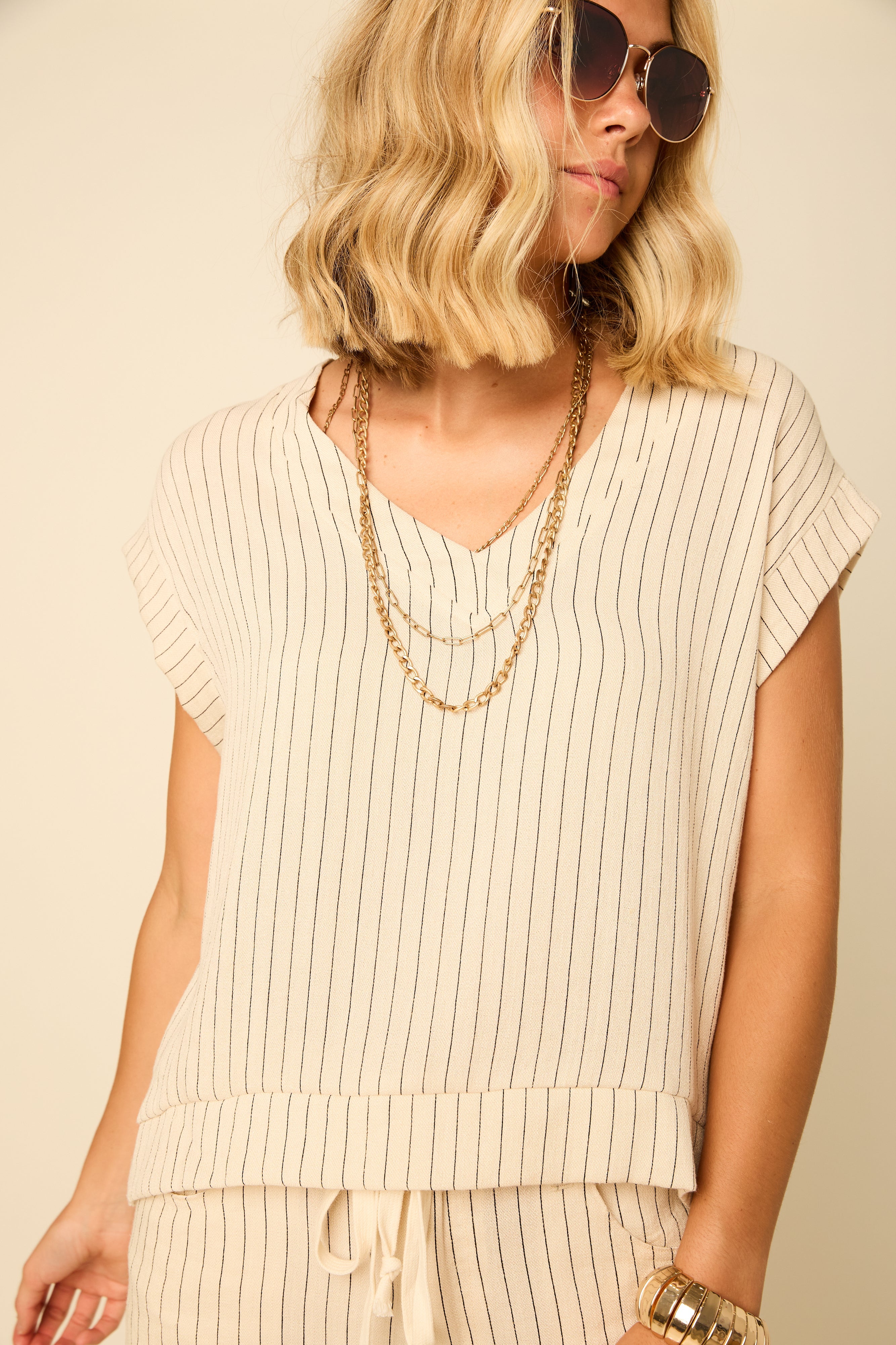 Shay Striped Drop Shoulder Top