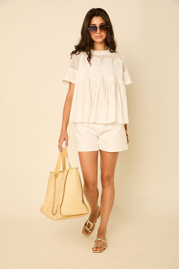 Cove Mesh Applique Top