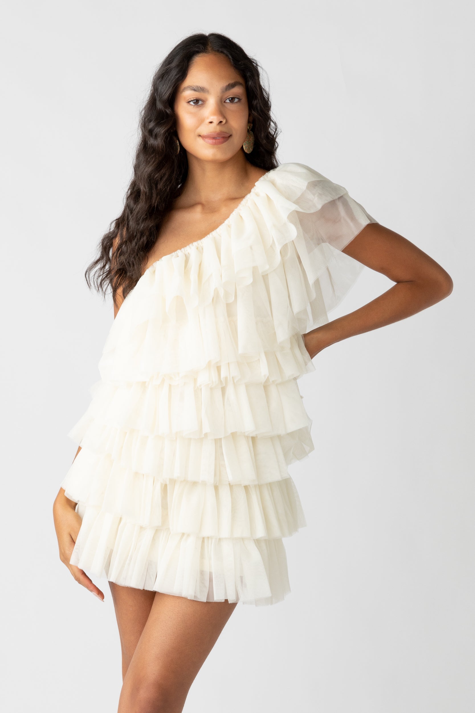 Eleanor One Shoulder Tulle Mini Dress