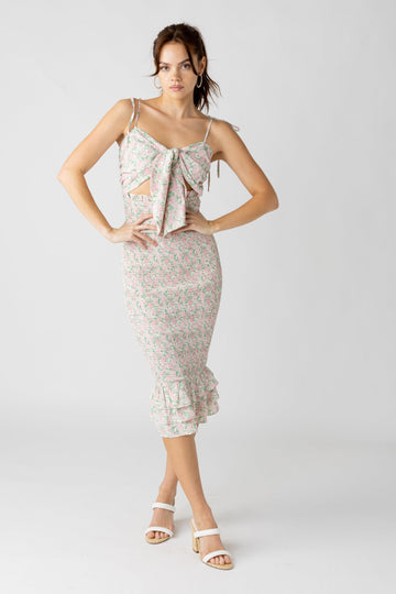 SALE - Cammie Smocked Bow Front Midi Dress