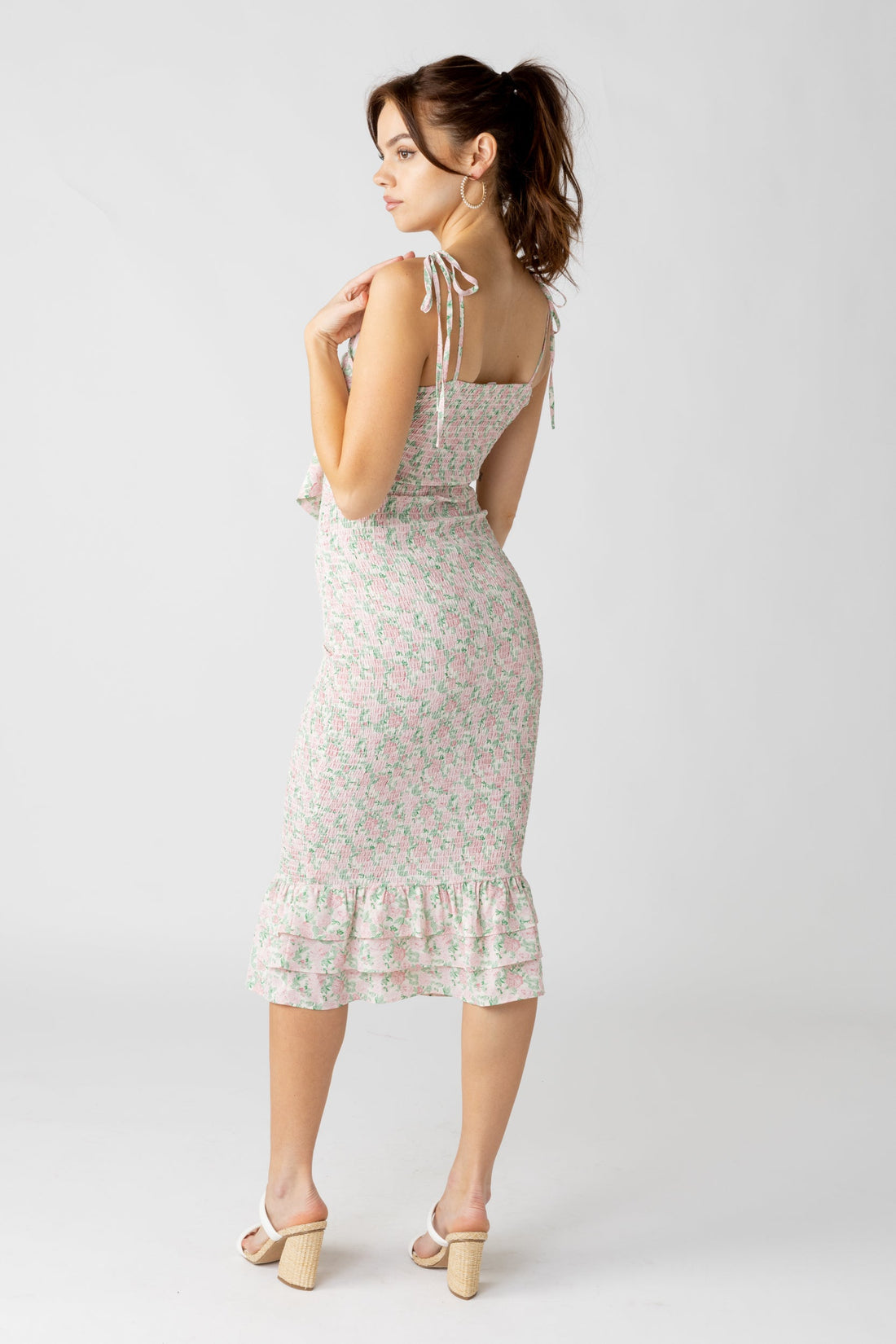 SALE - Cammie Smocked Bow Front Midi Dress