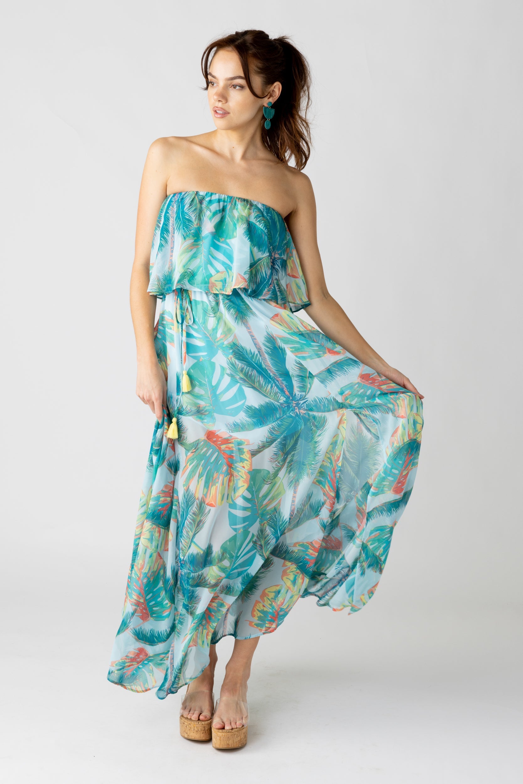 SALE - Taylor Strapless Ruffle Bodice Maxi Dress
