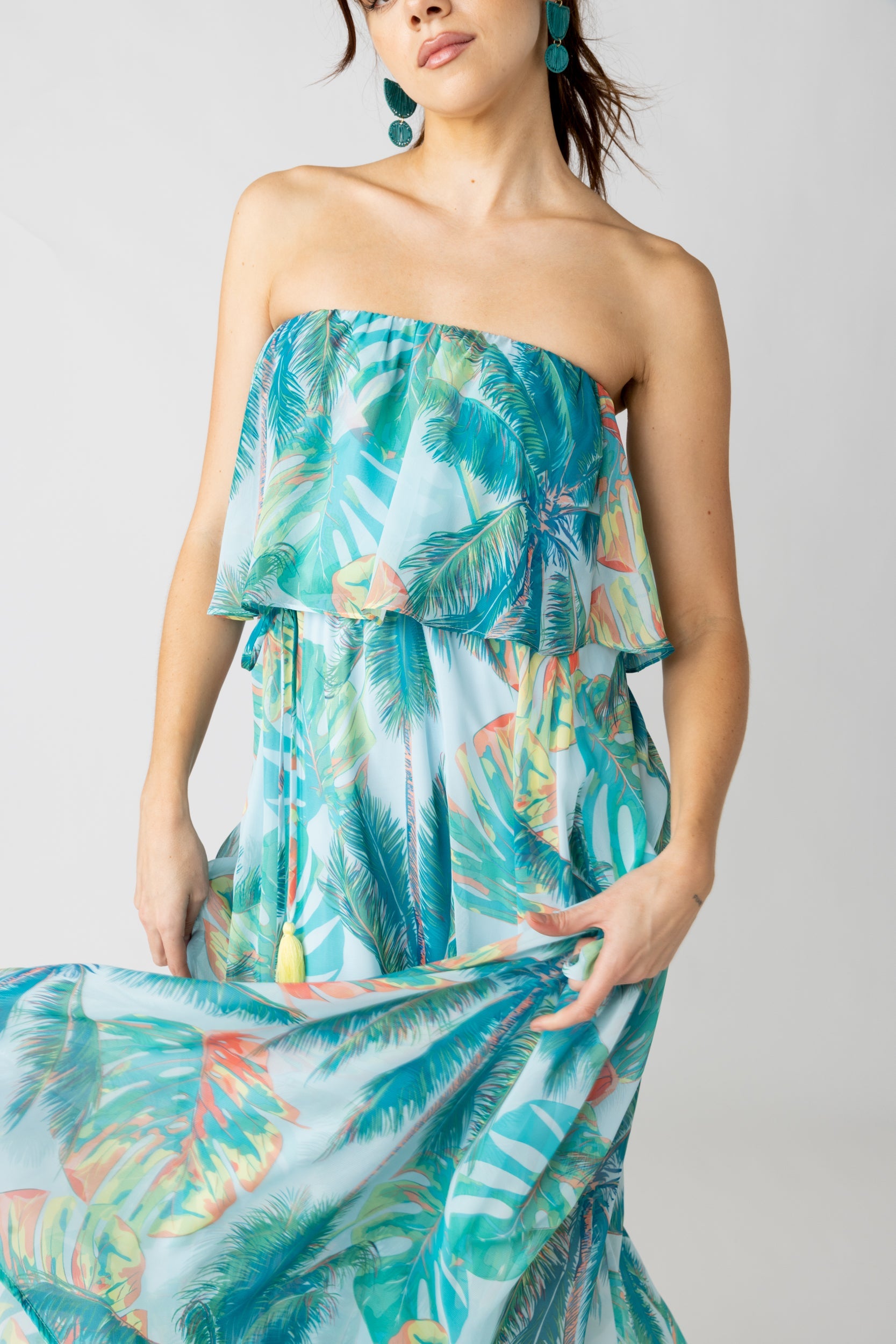 SALE - Taylor Strapless Ruffle Bodice Maxi Dress