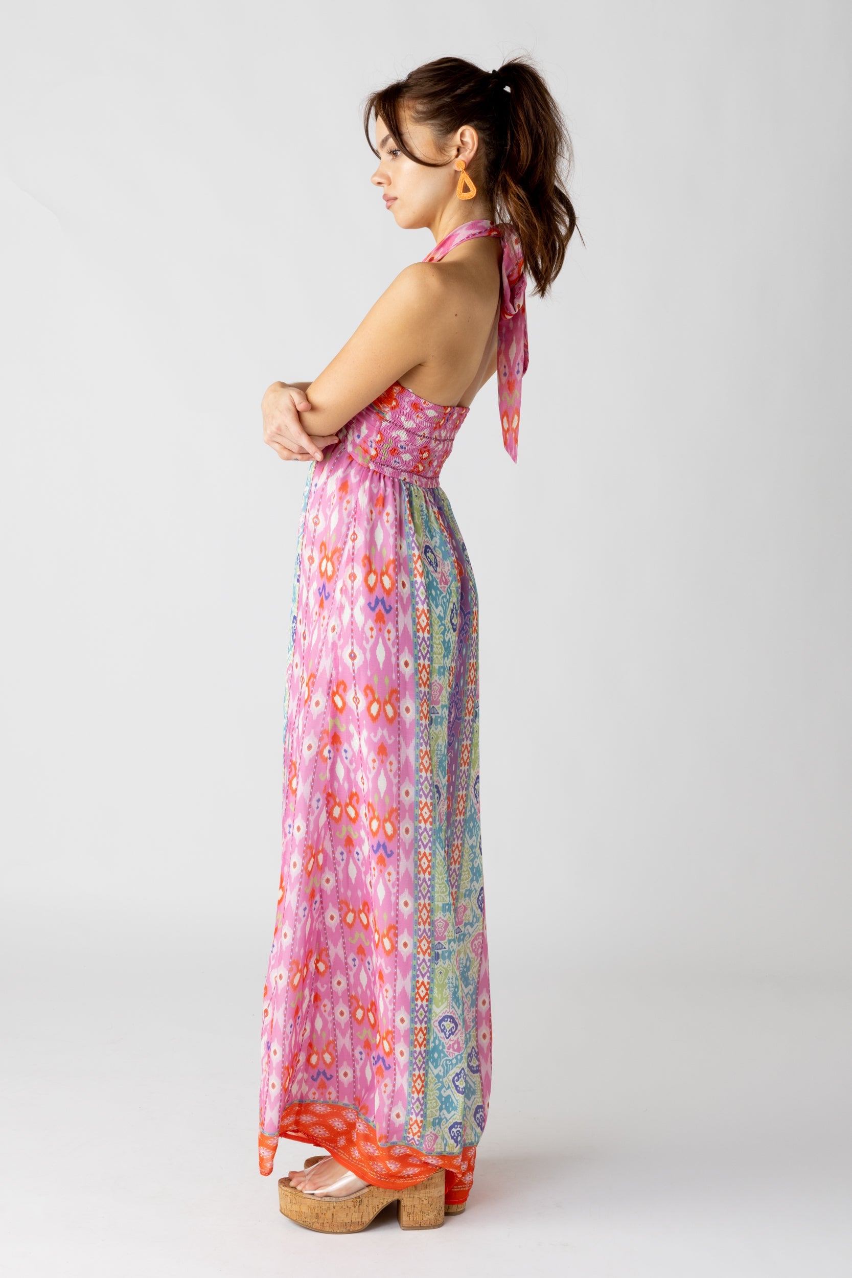 SALE - Verity Mixed Print Halter Maxi Dress