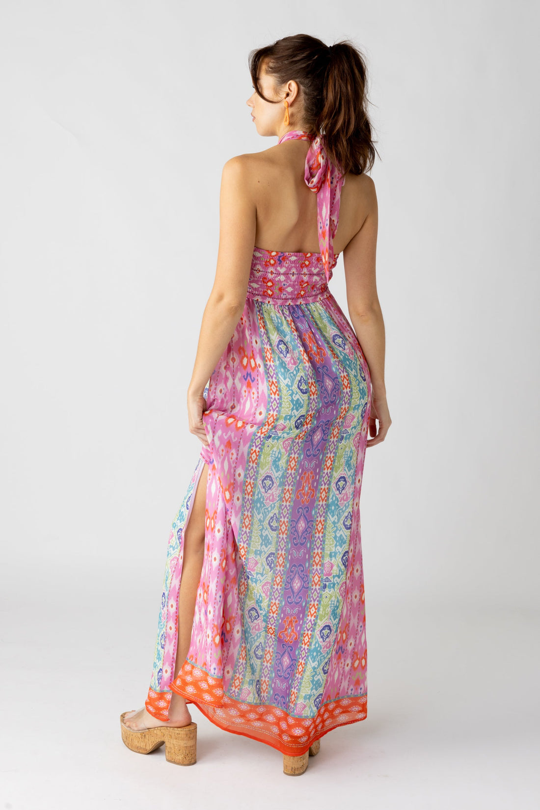 SALE - Verity Mixed Print Halter Maxi Dress