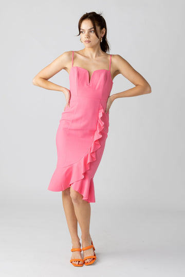 SALE - Darcy Fitted Ruffle Midi Dress