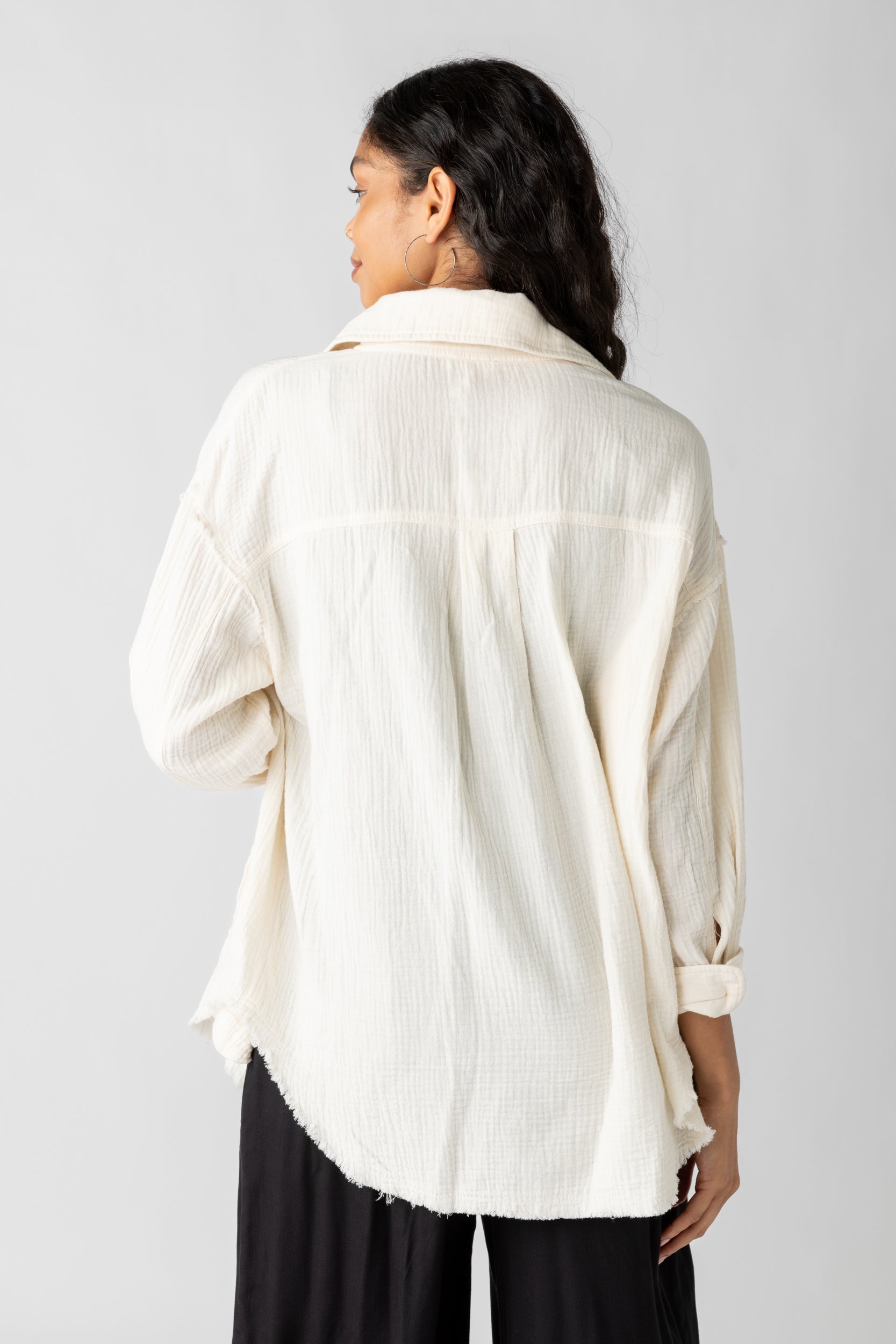 SALE - Annalise Raw Gauze Button Up Top