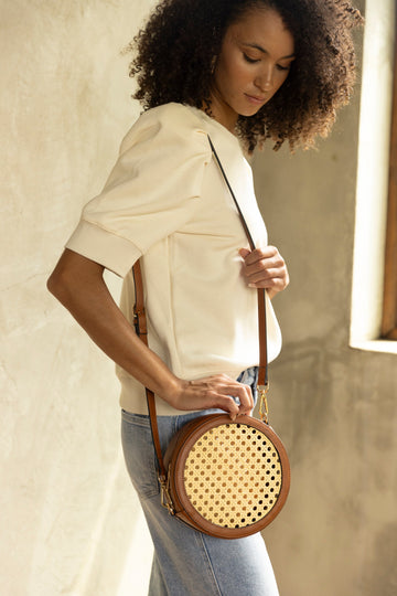 Francis Rattan Circular Crossbody