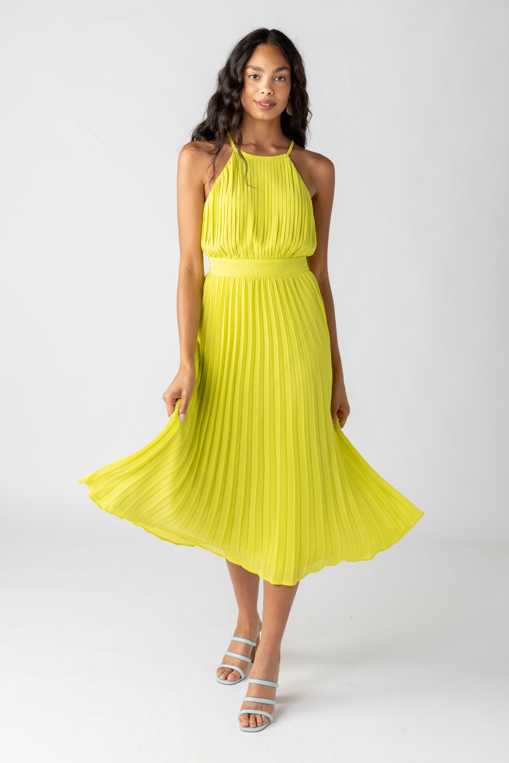 SALE - Cara Pleated Halter Maxi Dress