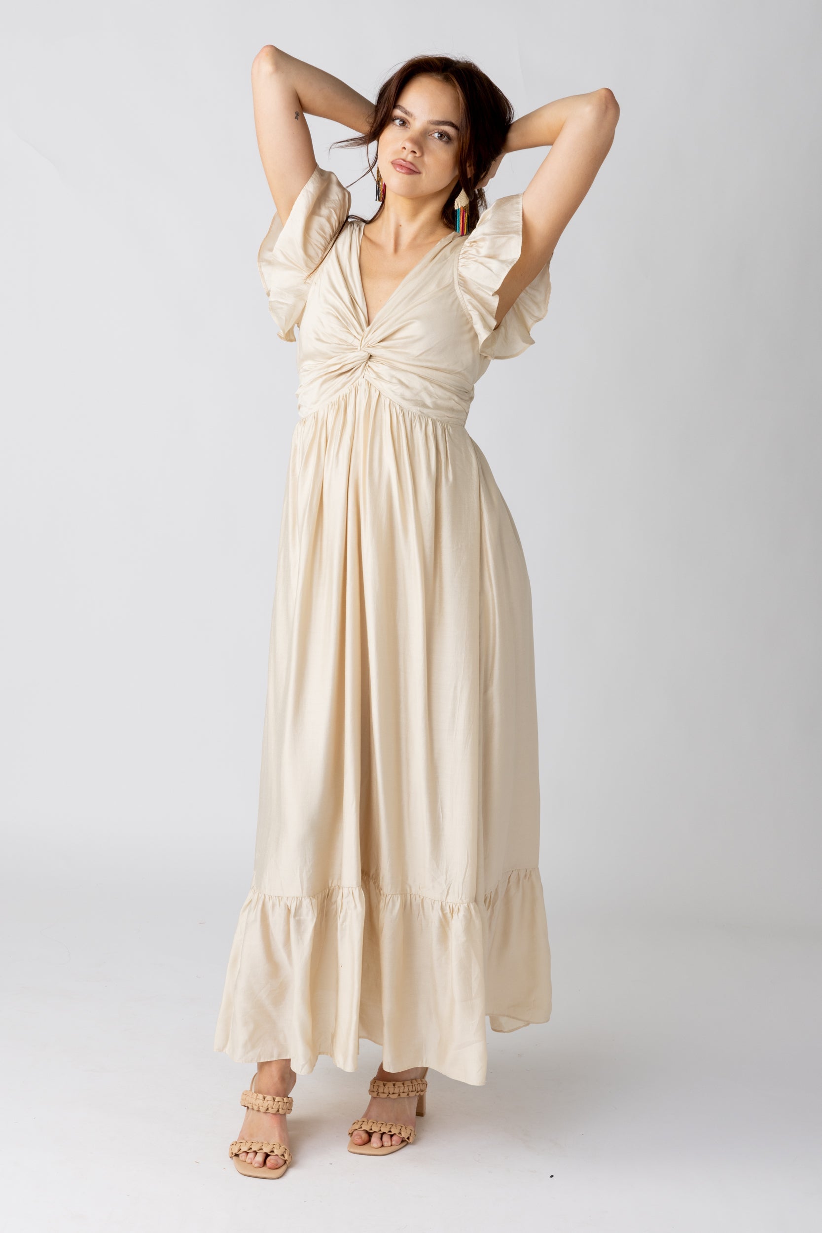Nora Tiered Ruffle Sleeve Maxi Dress
