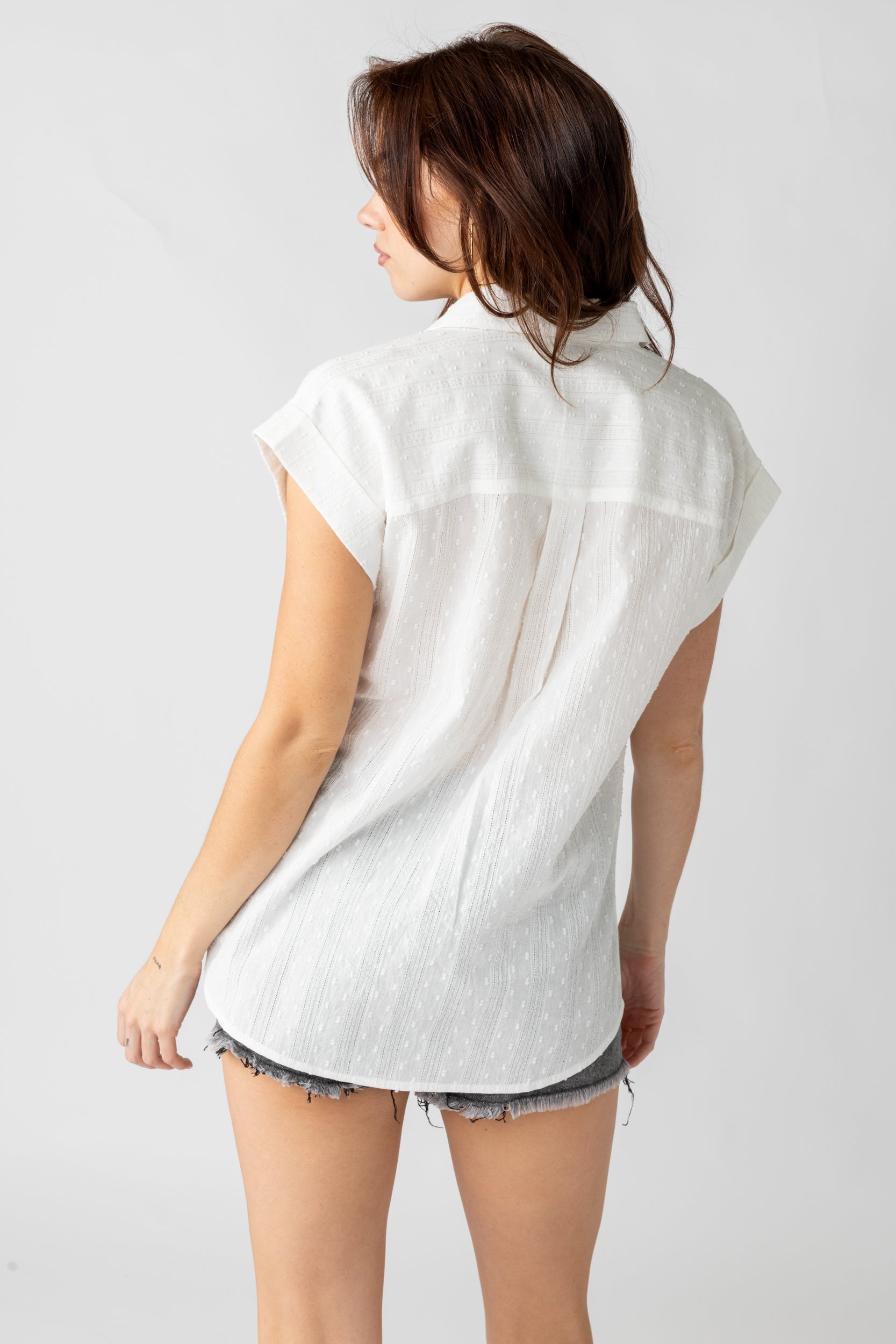SALE - Raquel Textured Short Sleeve Button Down