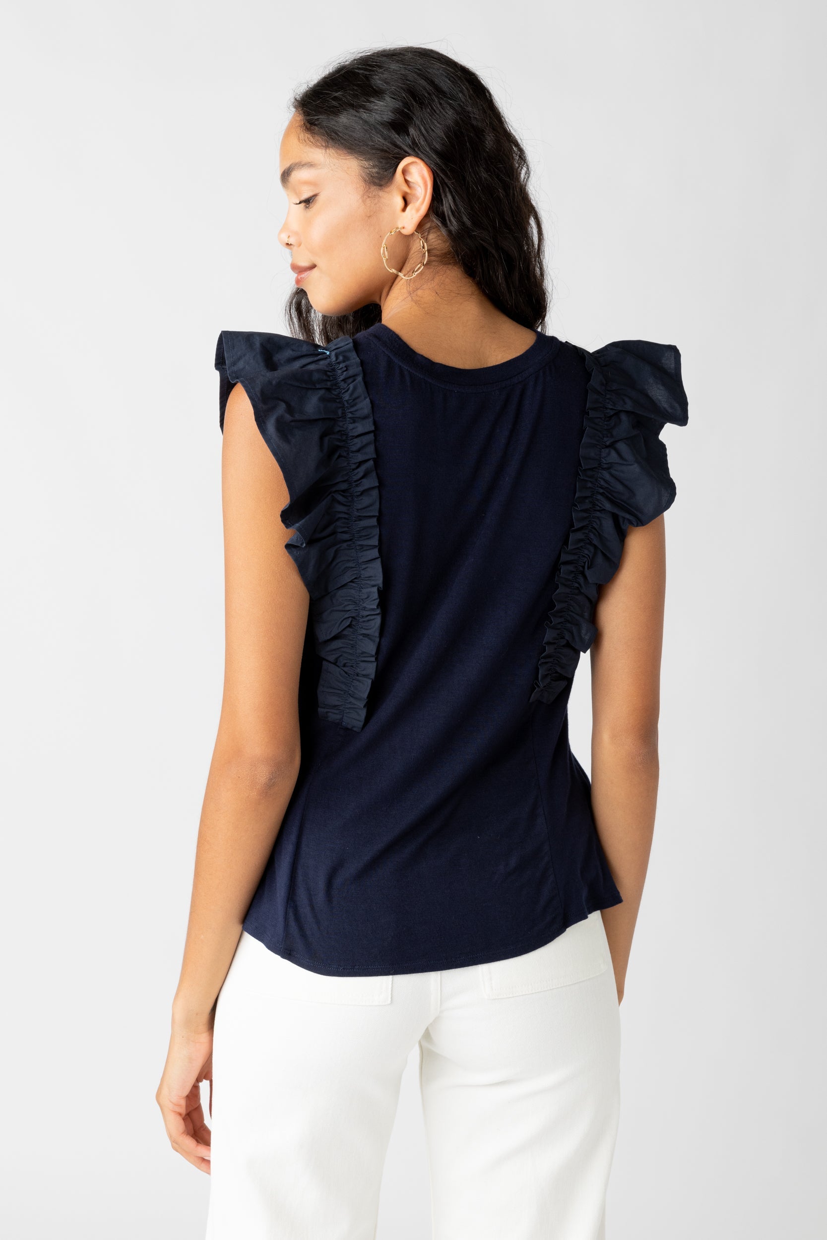 SALE - Demi Mixed Media Ruffle Tank