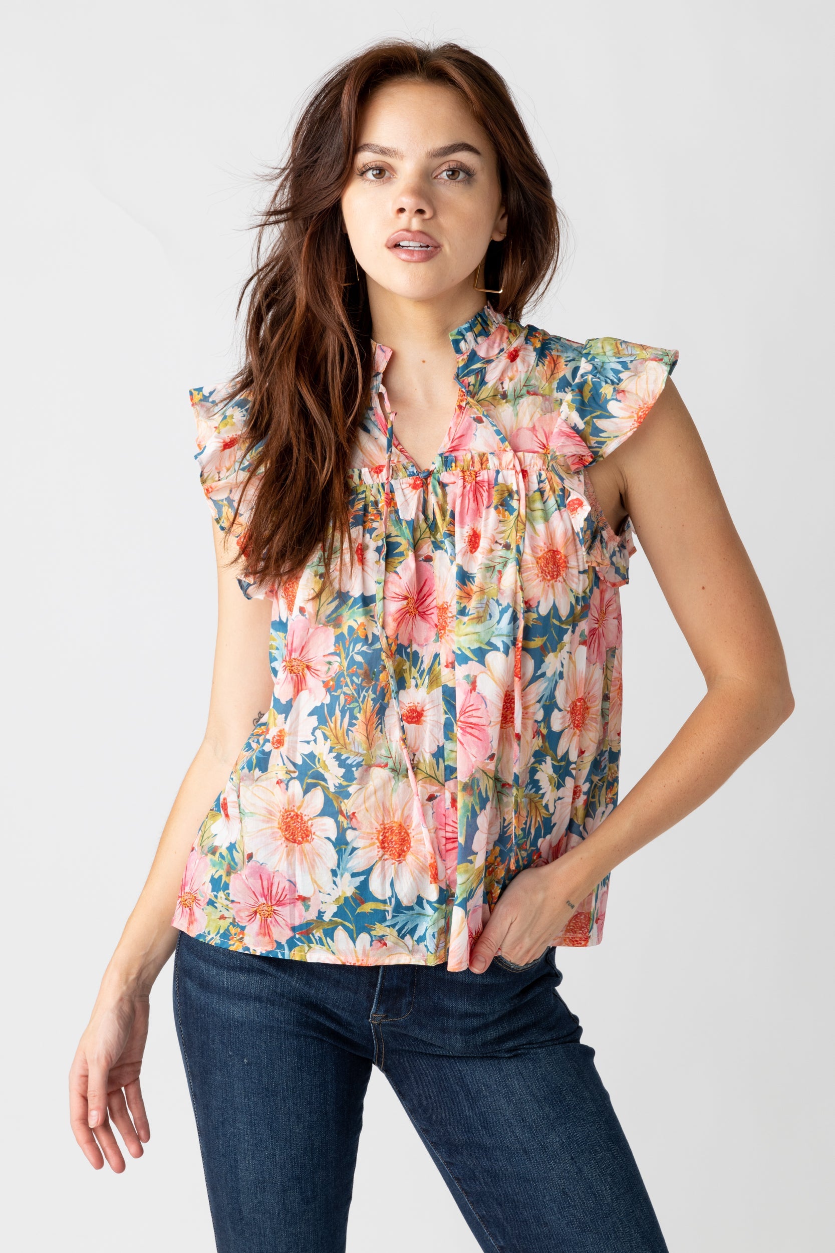 SALE - Gibbs Floral Short Sleeve Blouse