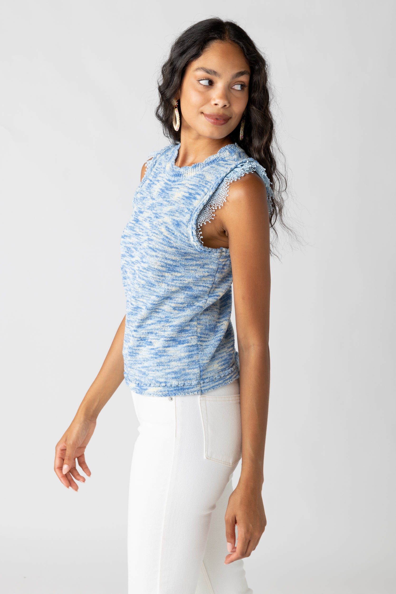 SALE - August Lace Trim Sweater Top