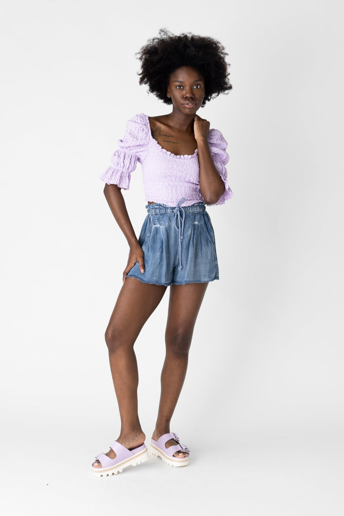 Shelly Frayed Drawstring Shorts