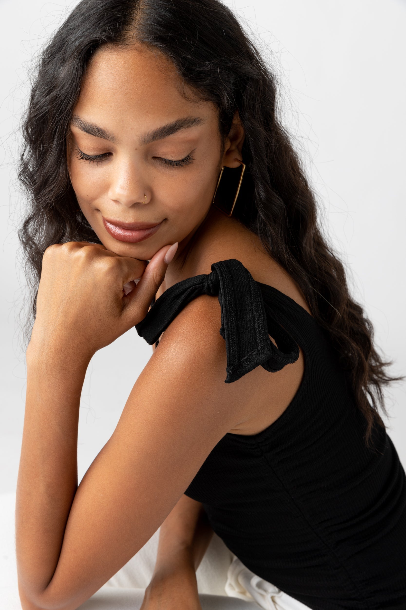 SALE - Connie Tie Strap Ribbed Top